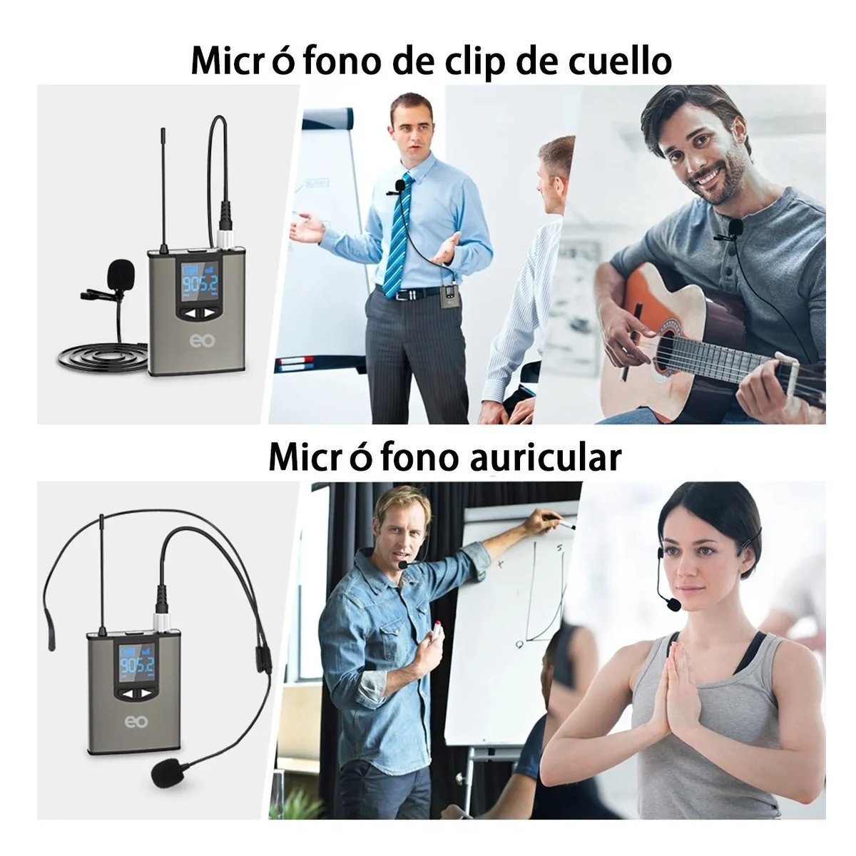 Foto 4 pulgar | Language Micrófono Inalámbrico De Solapa Uhf 2 Con Audífonos Eo Safe Imports Esi-2966-1 Gris