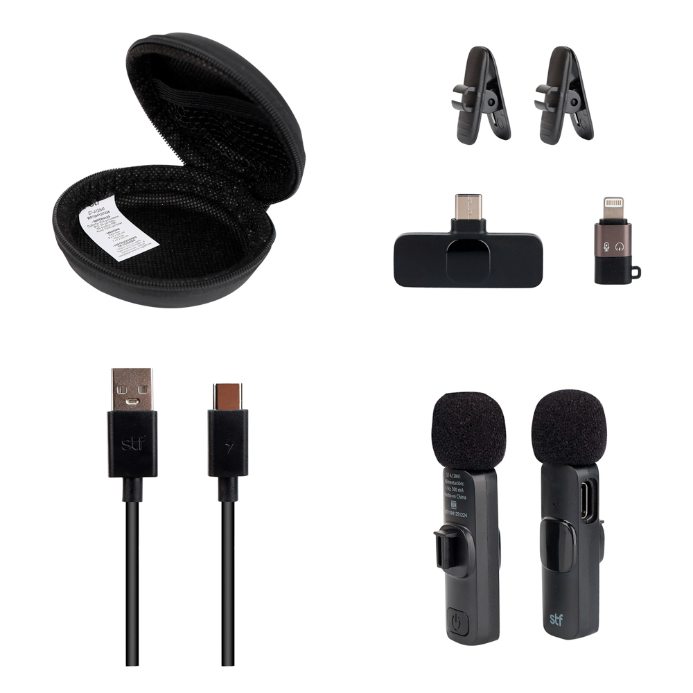 Foto 5 pulgar | Kit 2 Micrófonos Inalámbricos Para Celular  Stf | Tipo C - Lightning Con Estuche