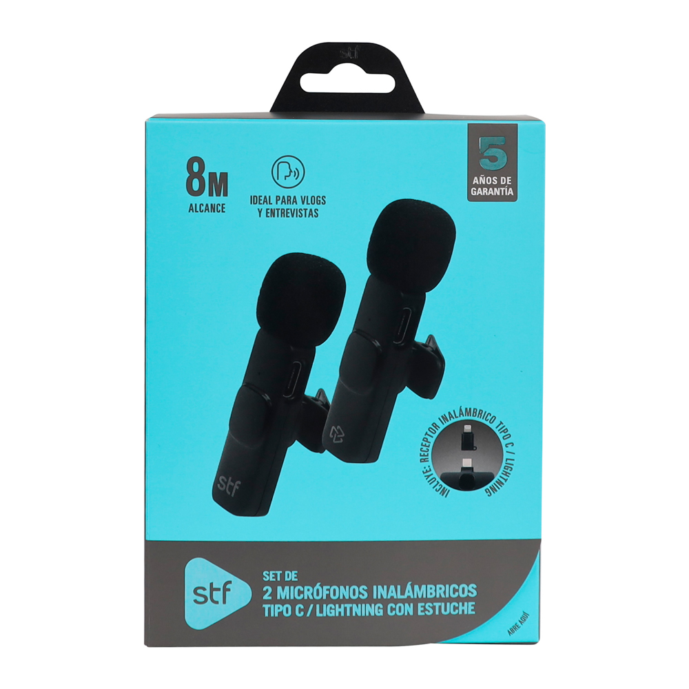 Foto 7 pulgar | Kit 2 Micrófonos Inalámbricos Para Celular  Stf | Tipo C - Lightning Con Estuche