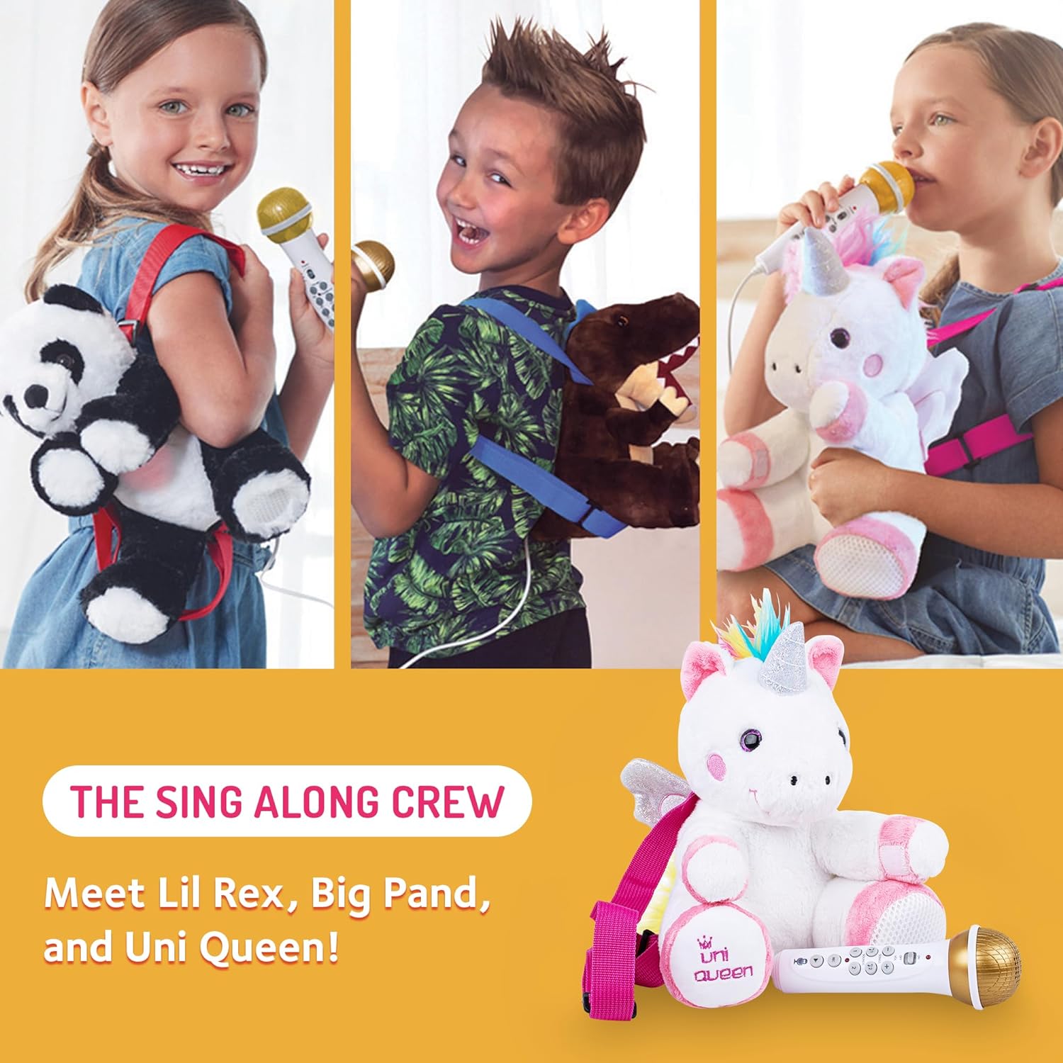 Foto 6 | Mochila De Peluche Singing Machine Kids Sing Along Crew Uni Queen Con Altavoz, Micrófono, Canciones.
