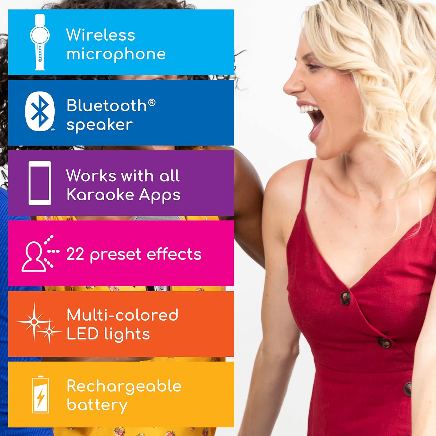 Foto 4 pulgar | Micrófono Karaoke Bluetooth Singing Machine Con Altavoz, Luces Led Y 22 Efectos De Voz, Portátil Para Adultos