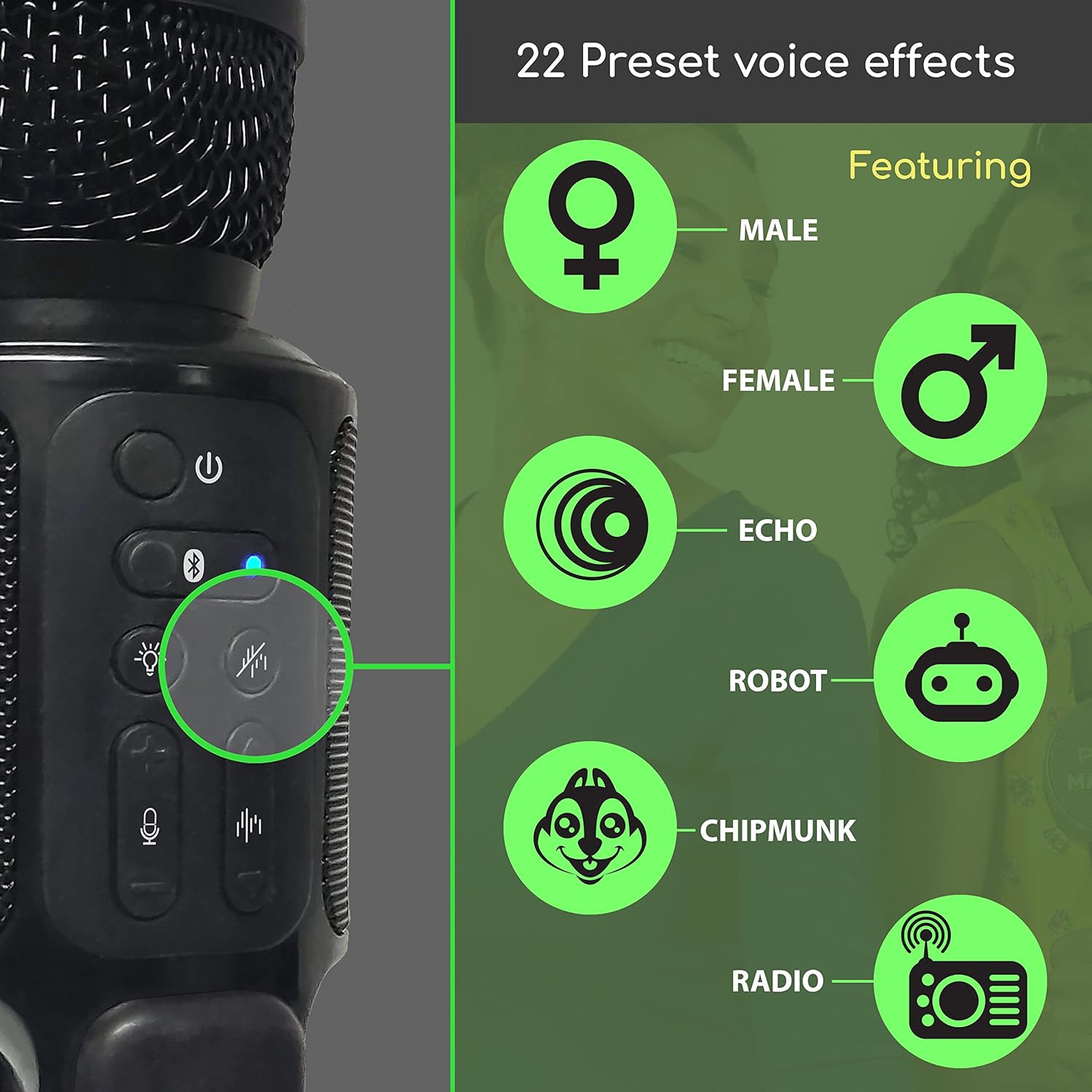 Foto 5 pulgar | Micrófono Karaoke Bluetooth Singing Machine Con Altavoz, Luces Led Y 22 Efectos De Voz, Portátil Para Adultos