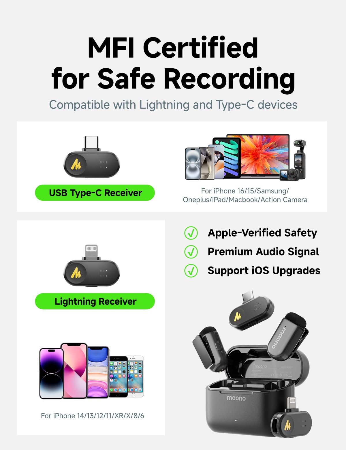 Foto 5 pulgar | Micrófono Lavalier Inalámbrico Maono Wave T1 Mini Para Iphone - Venta Internacional.