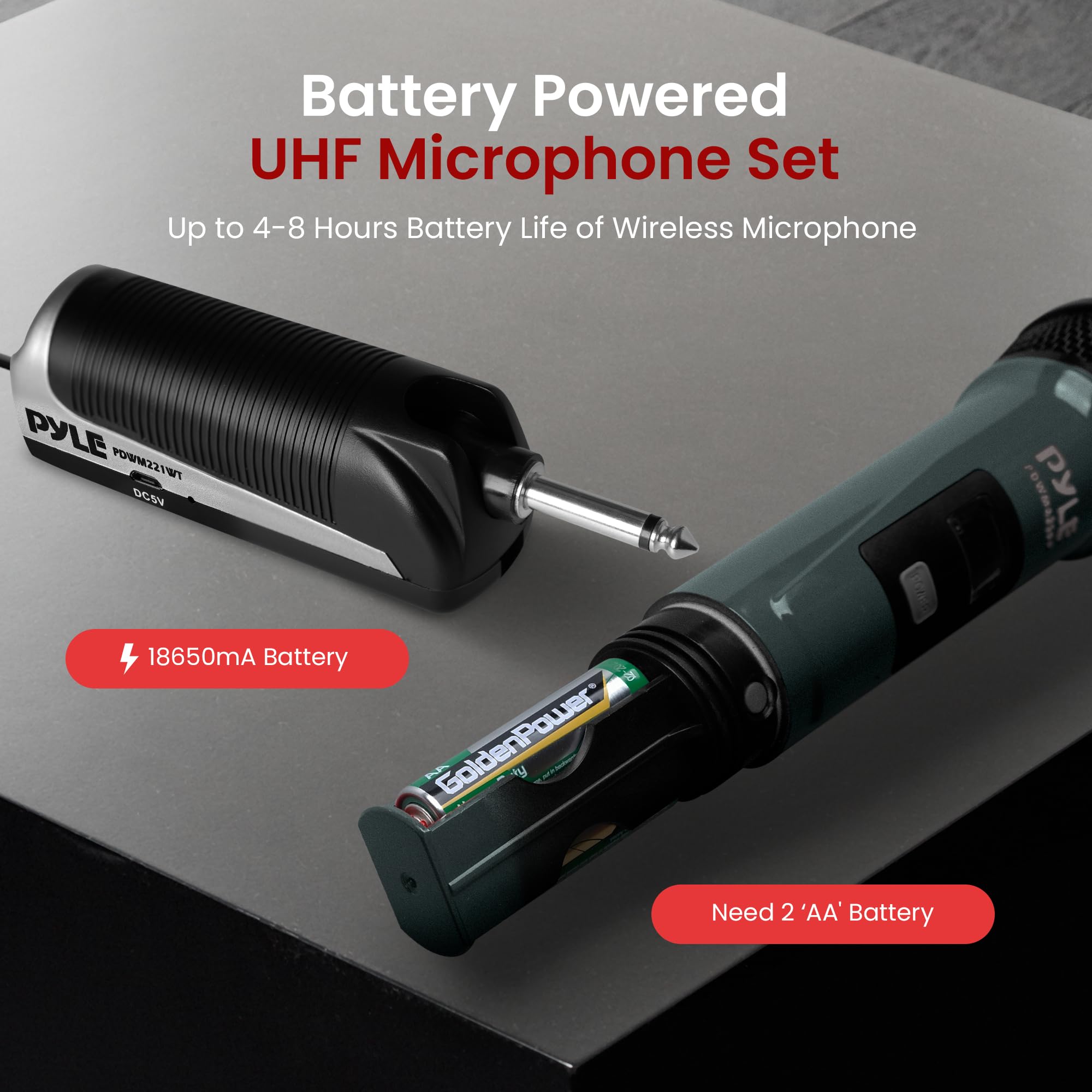 Foto 5 pulgar | Sistema De Micrófono Inalámbrico Receptor De Banda Uhf Portátil Pyle - Venta Internacional.
