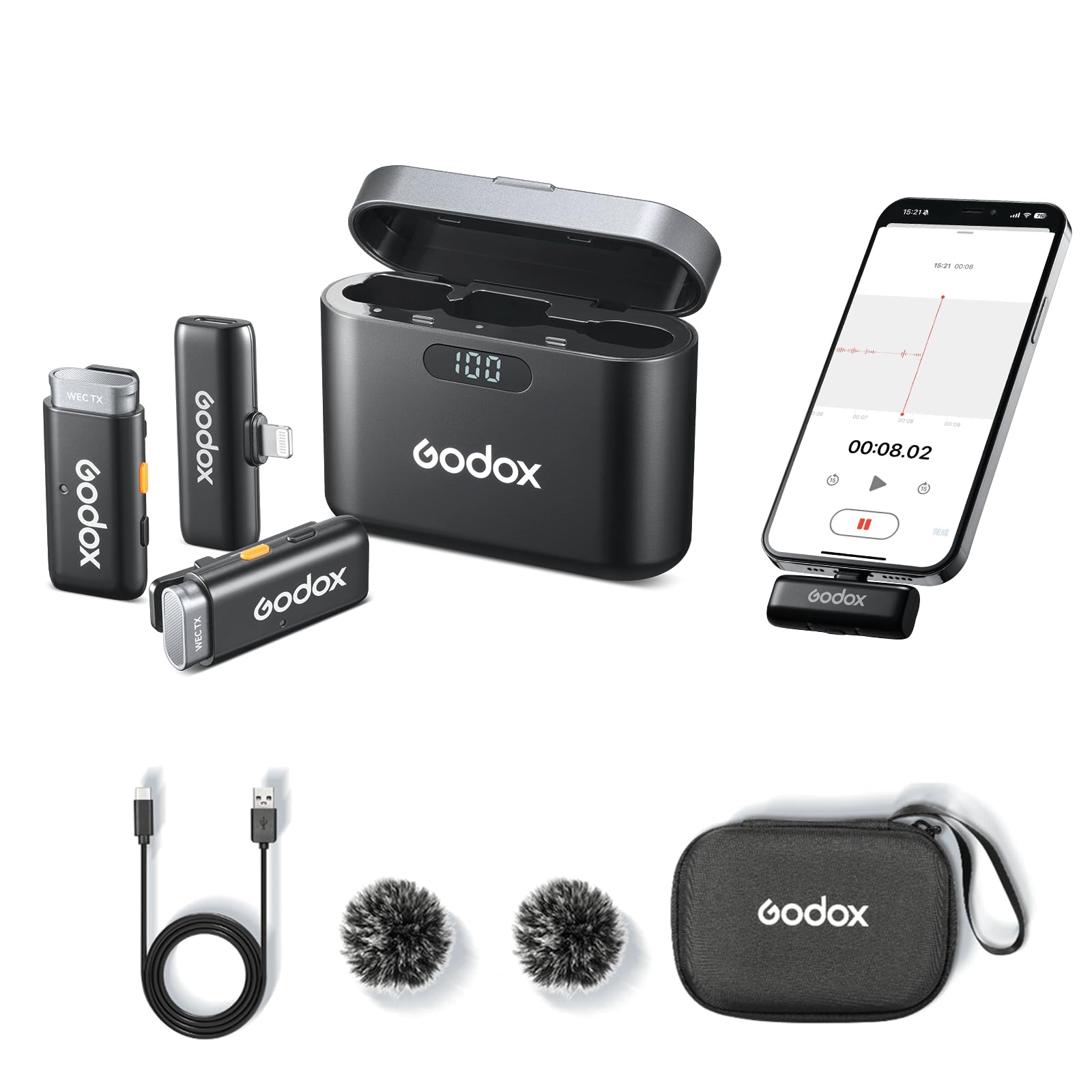 Micrófono Inalámbrico Godox Para Iphone Con Funda De Carga, 2,4 Ghz - Venta Internacional.