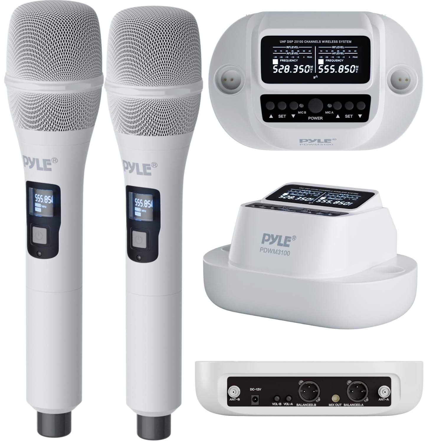 Sistema De Micrófono Inalámbrico Pyle Uhf Con Receptor De 2x100 Canales - Venta Internacional.