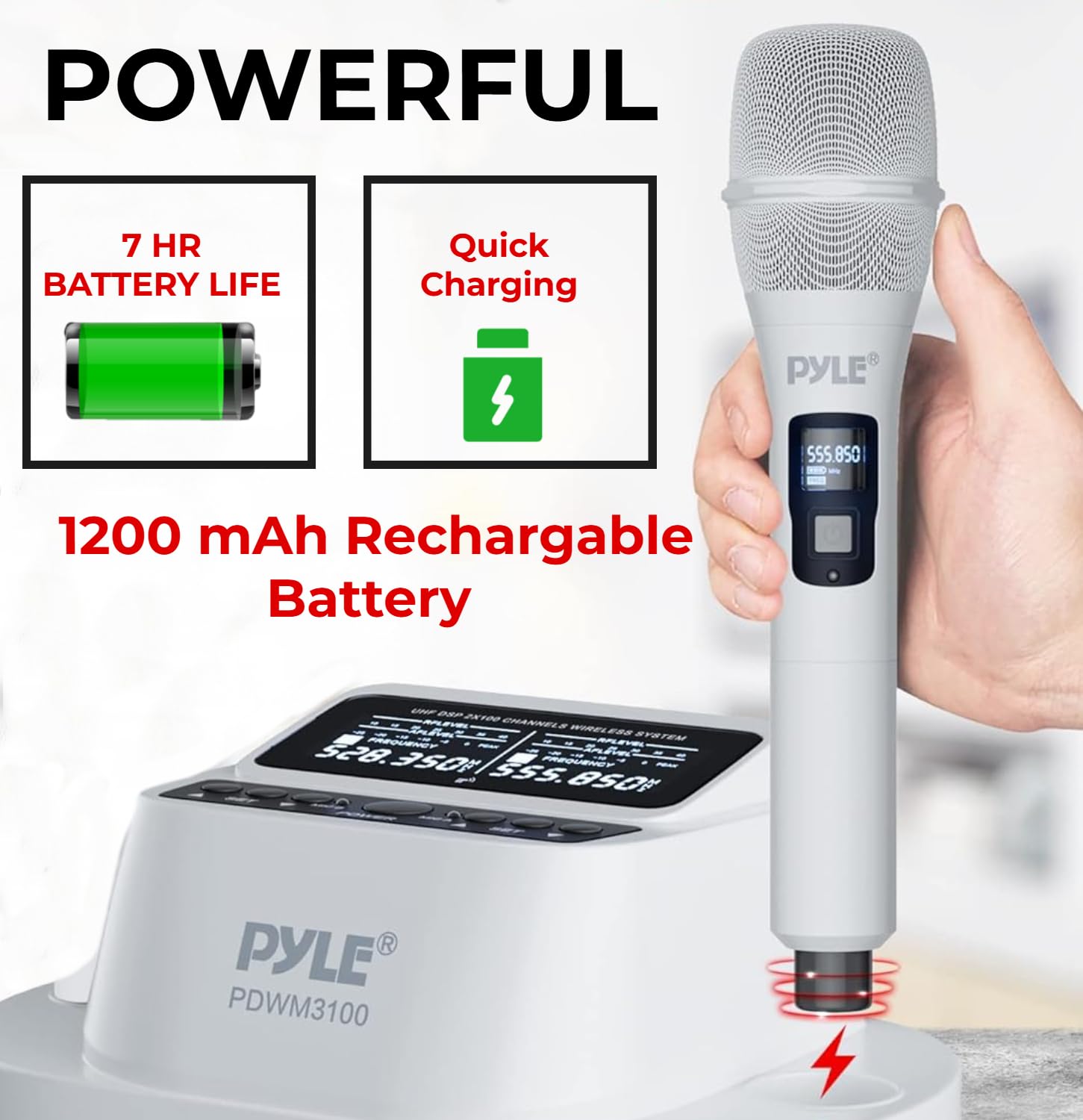 Foto 3 pulgar | Sistema De Micrófono Inalámbrico Pyle Uhf Con Receptor De 2x100 Canales - Venta Internacional.