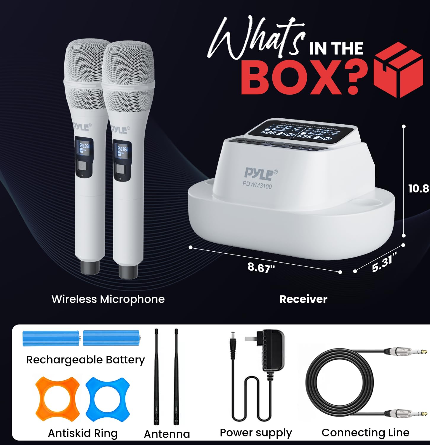 Foto 5 pulgar | Sistema De Micrófono Inalámbrico Pyle Uhf Con Receptor De 2x100 Canales - Venta Internacional.