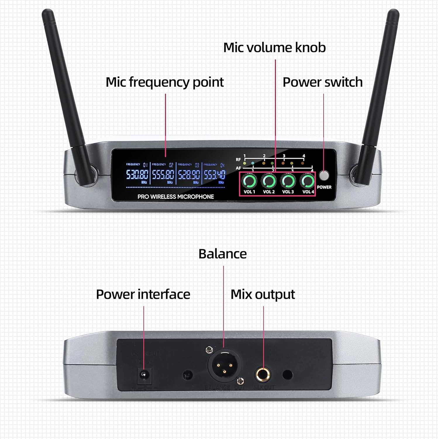 Foto 6 | Sistema De Micrófono Inalámbrico Bomge Pro V430 De 4 Canales Con 4 Micrófonos - Venta Internacional.