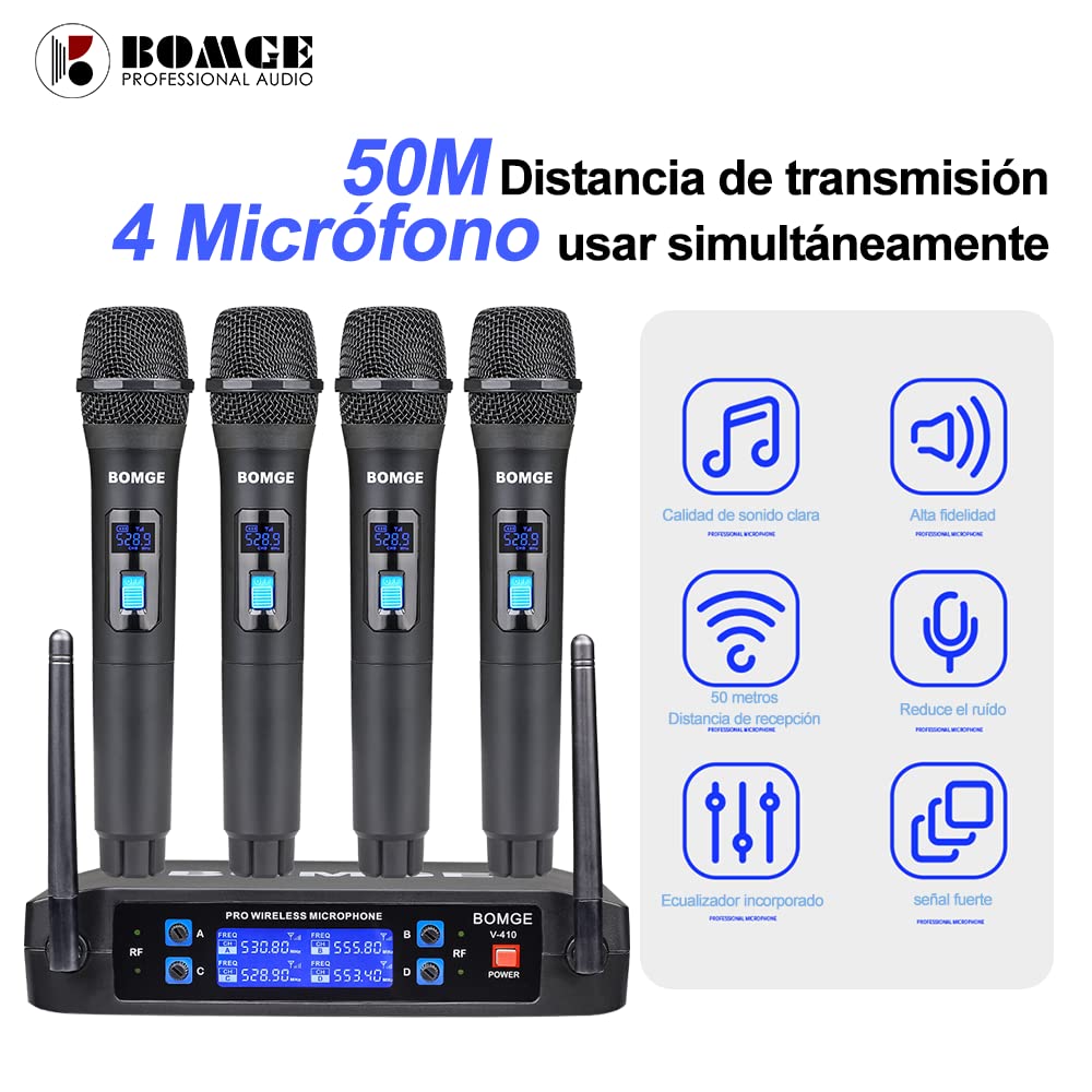 Foto 4 pulgar | Sistema De Micrófono Inalámbrico Bomge V410 De 4 Canales Con 4 Micrófonos - Venta Internacional.