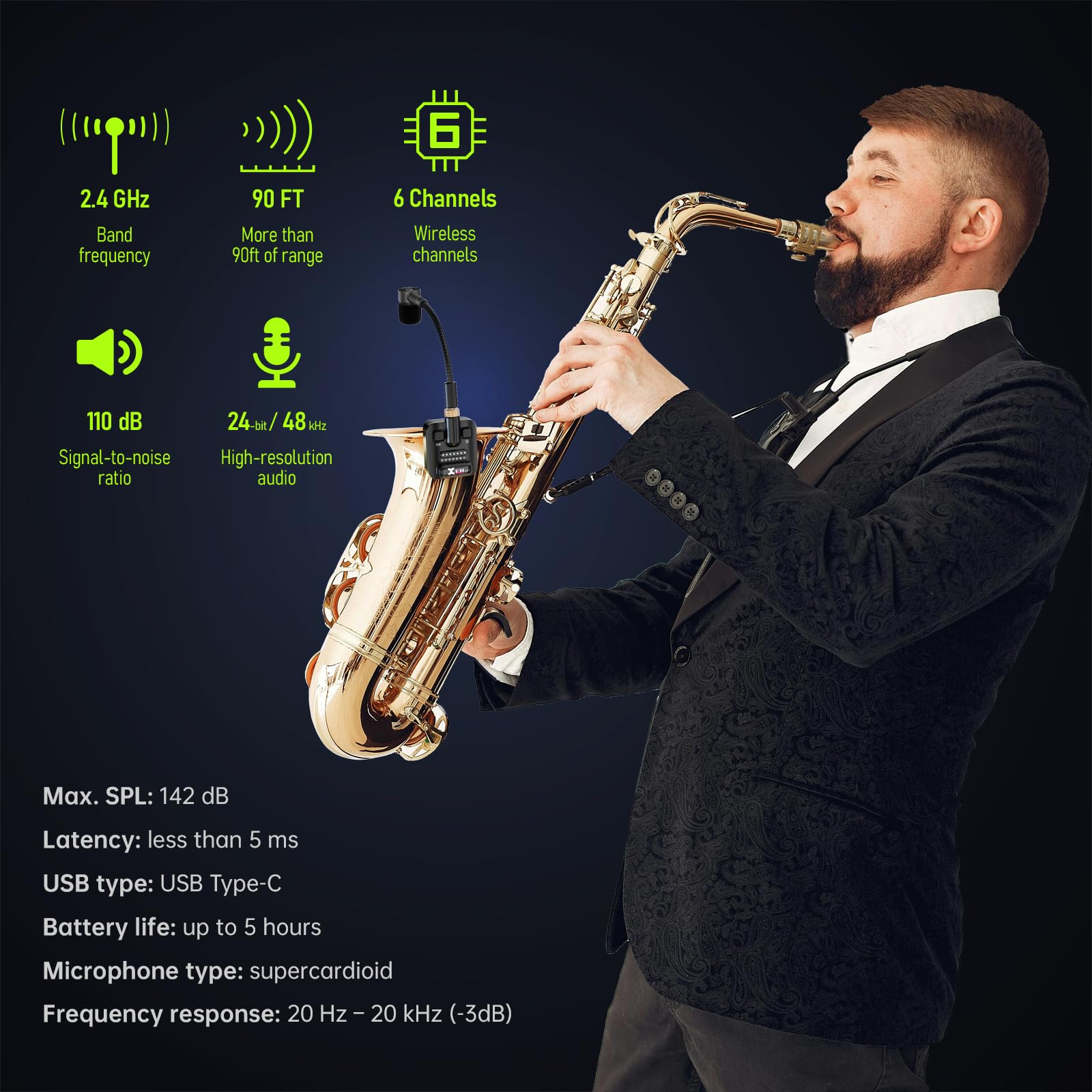 Foto 2 | Micrófono Inalámbrico Para Saxofón Xvive U7 2.4ghz Para Latón - Venta Internacional.