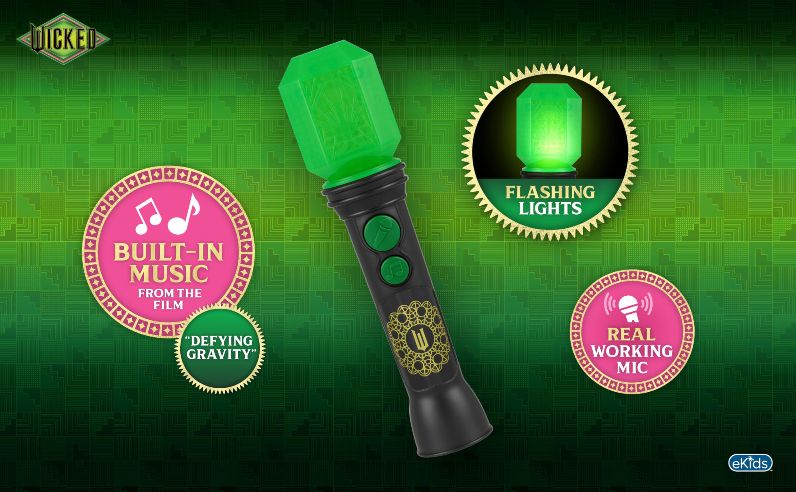 Foto 2 | Micrófono De Juguete Ekids Wicked Sing Along Con Música Y Luces - Venta Internacional.