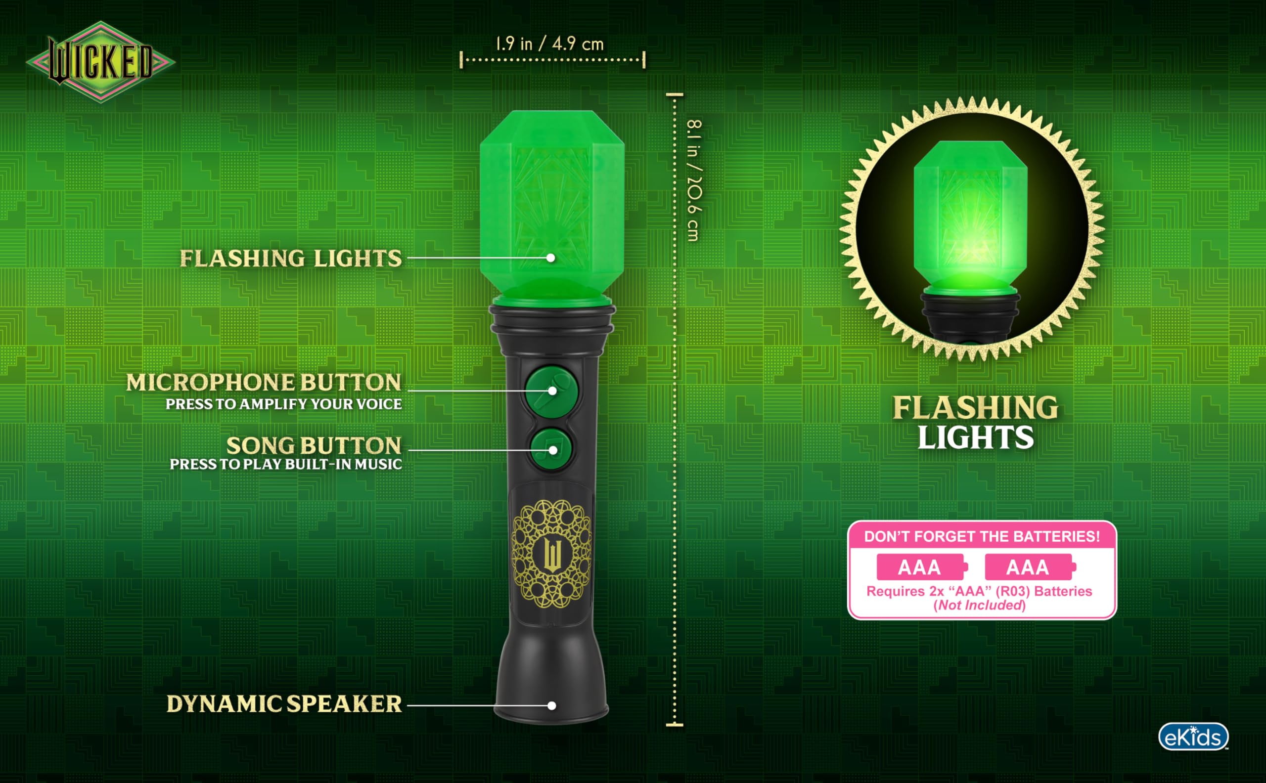 Foto 5 pulgar | Micrófono De Juguete Ekids Wicked Sing Along Con Música Y Luces - Venta Internacional.