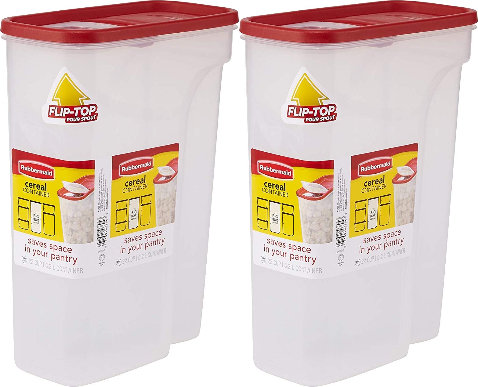 Foto 2 pulgar | Cereal Keeper Rubbermaid Con Tapa Abatible, 22 Tazas, Sin Bpa, Paquete De 2 - Venta Internacional.