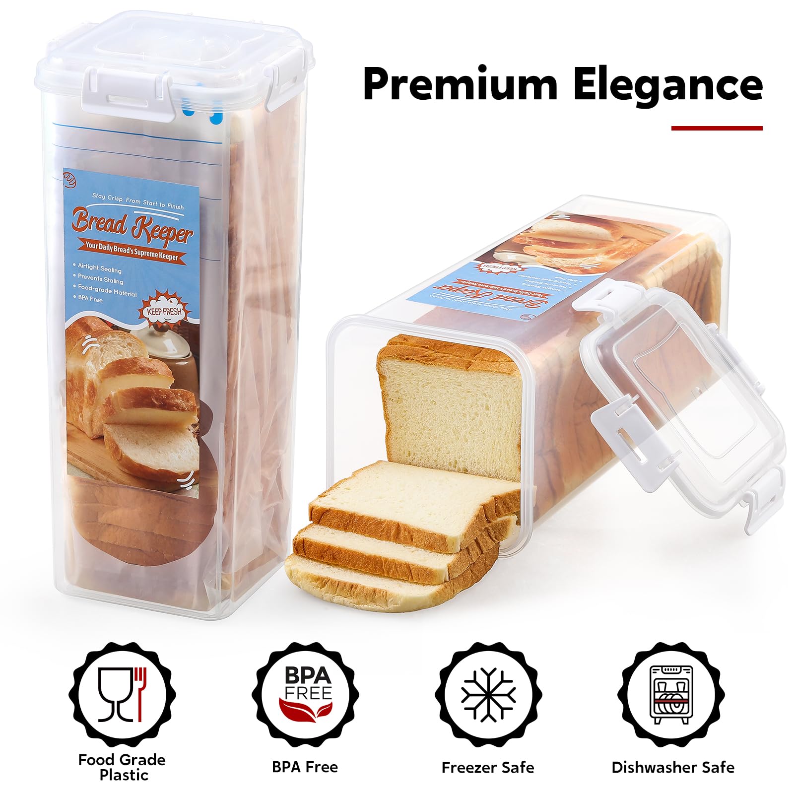 Foto 3 pulgar | Caja Para Pan Aozita Con Tapa Hermética Para Almacenamiento De Pan Fresco, Paquete De 2 - Venta Internacional.