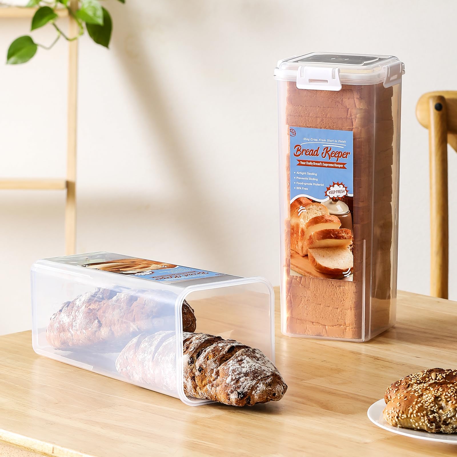 Foto 8 pulgar | Caja Para Pan Aozita Con Tapa Hermética Para Almacenamiento De Pan Fresco, Paquete De 2 - Venta Internacional.