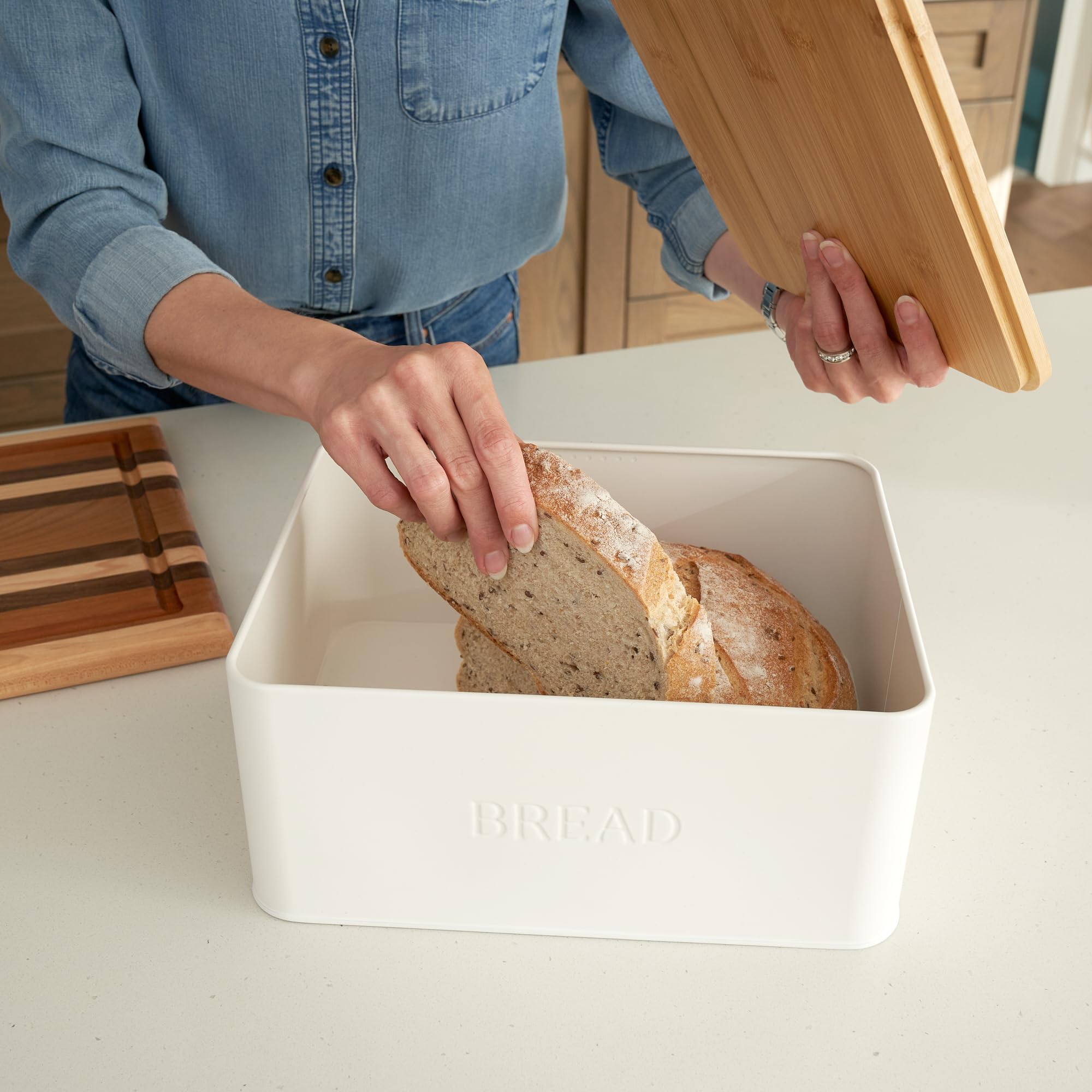 Foto 3 pulgar | Breadera Zicoto Beautiful Con Tapa De Madera Para Cocina - Venta Internacional.