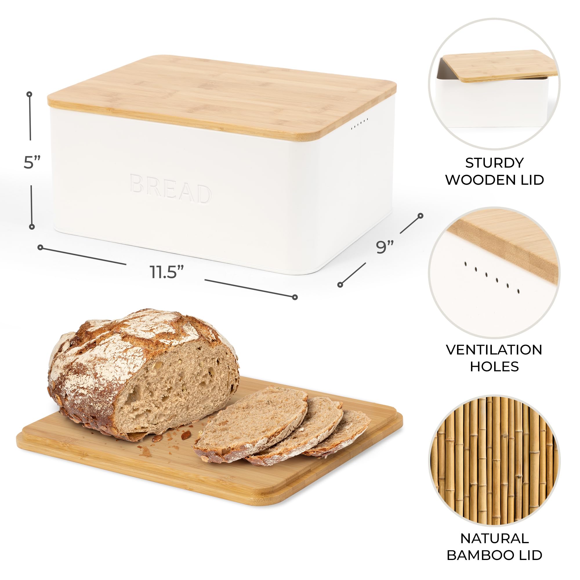 Foto 6 | Breadera Zicoto Beautiful Con Tapa De Madera Para Cocina - Venta Internacional.