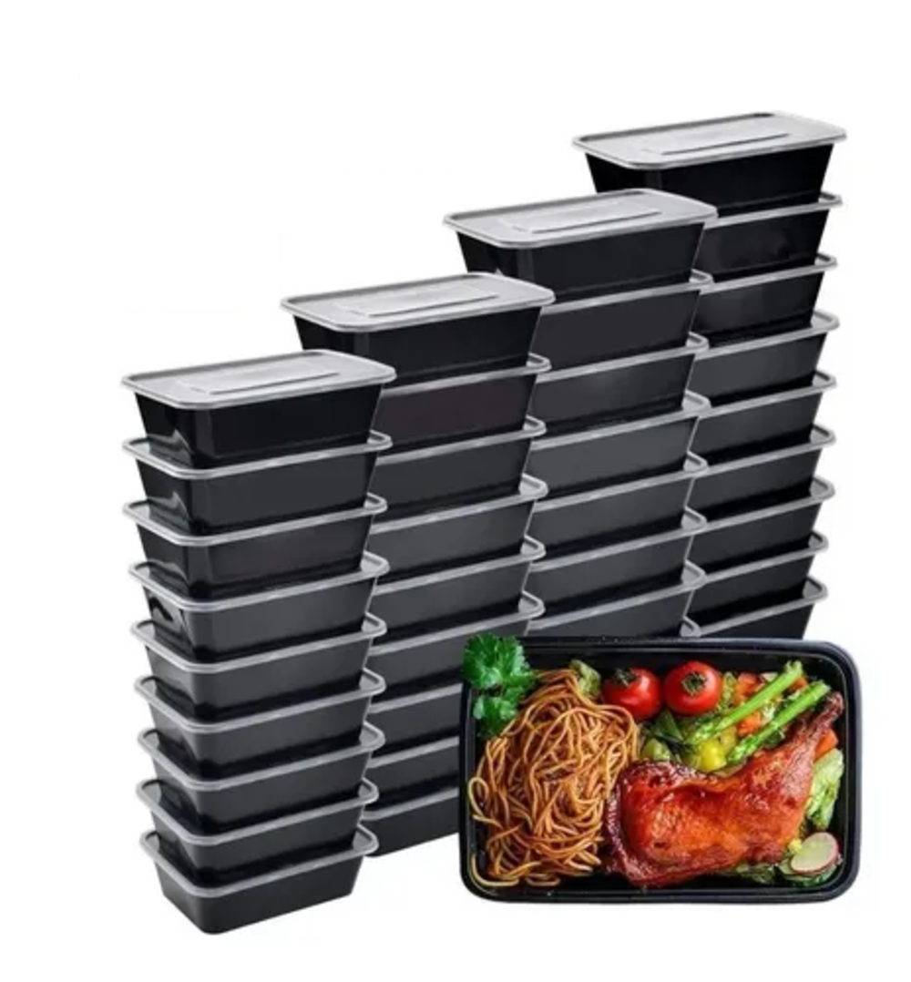 Pack de 50 Recipientes para Comida Malubero color Negro Reutilizables Bento Box