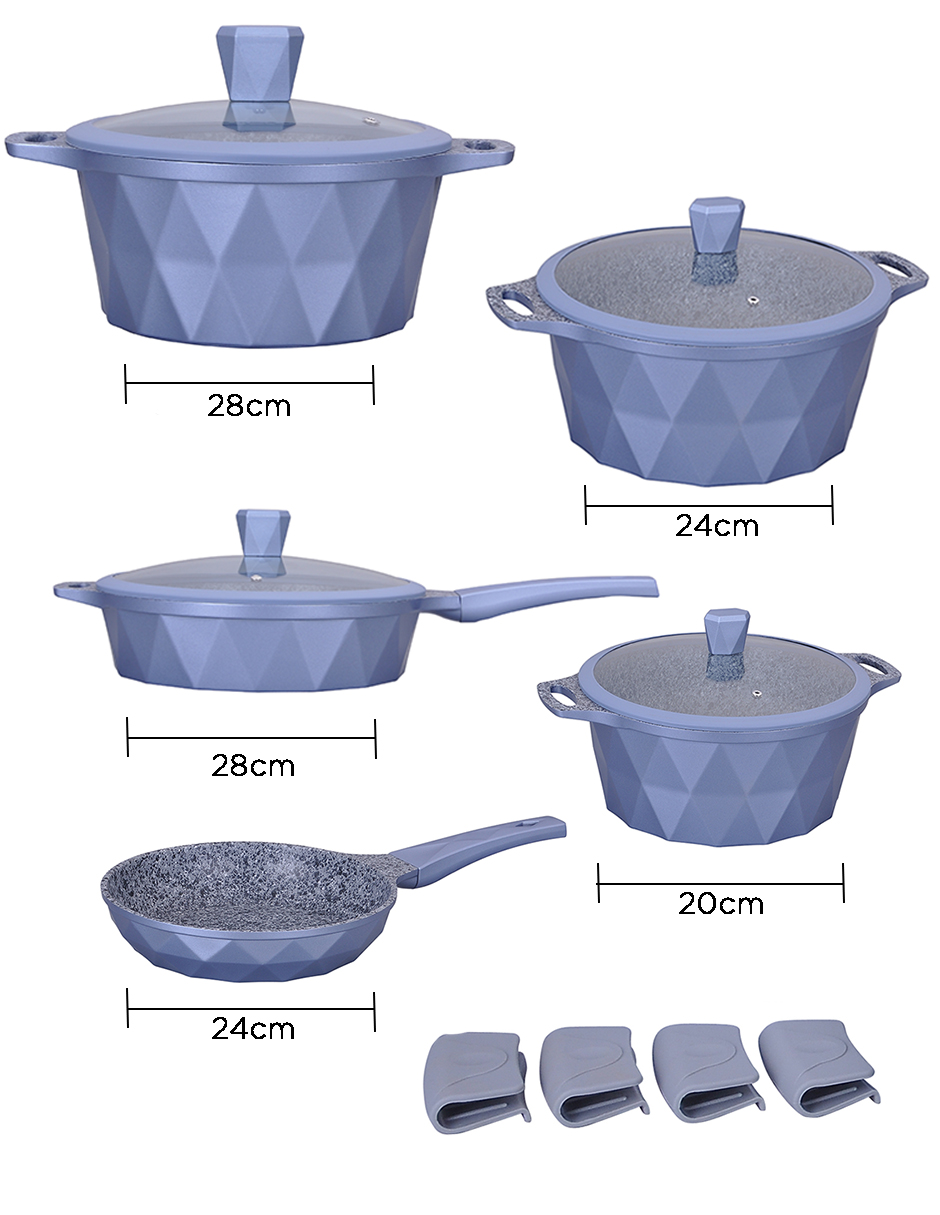Foto 2 | Batería de Cocina Kochstelle Serenity color Azul con Mármol Antiadherente