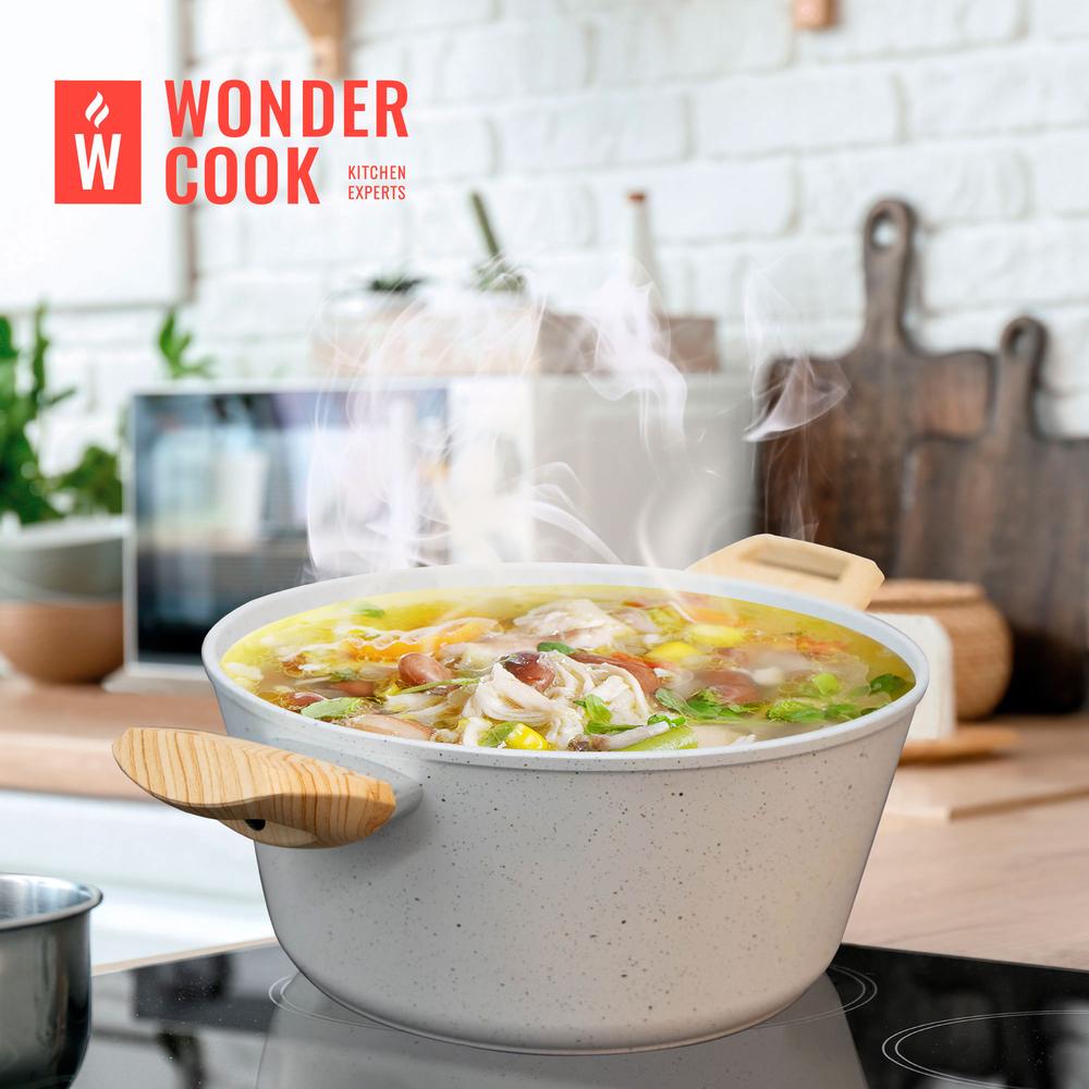 Foto 5 pulgar | Cacerola Antiadherente Wonder Cook con Tapa 24 cm Mármol Granito Libre Pfoa