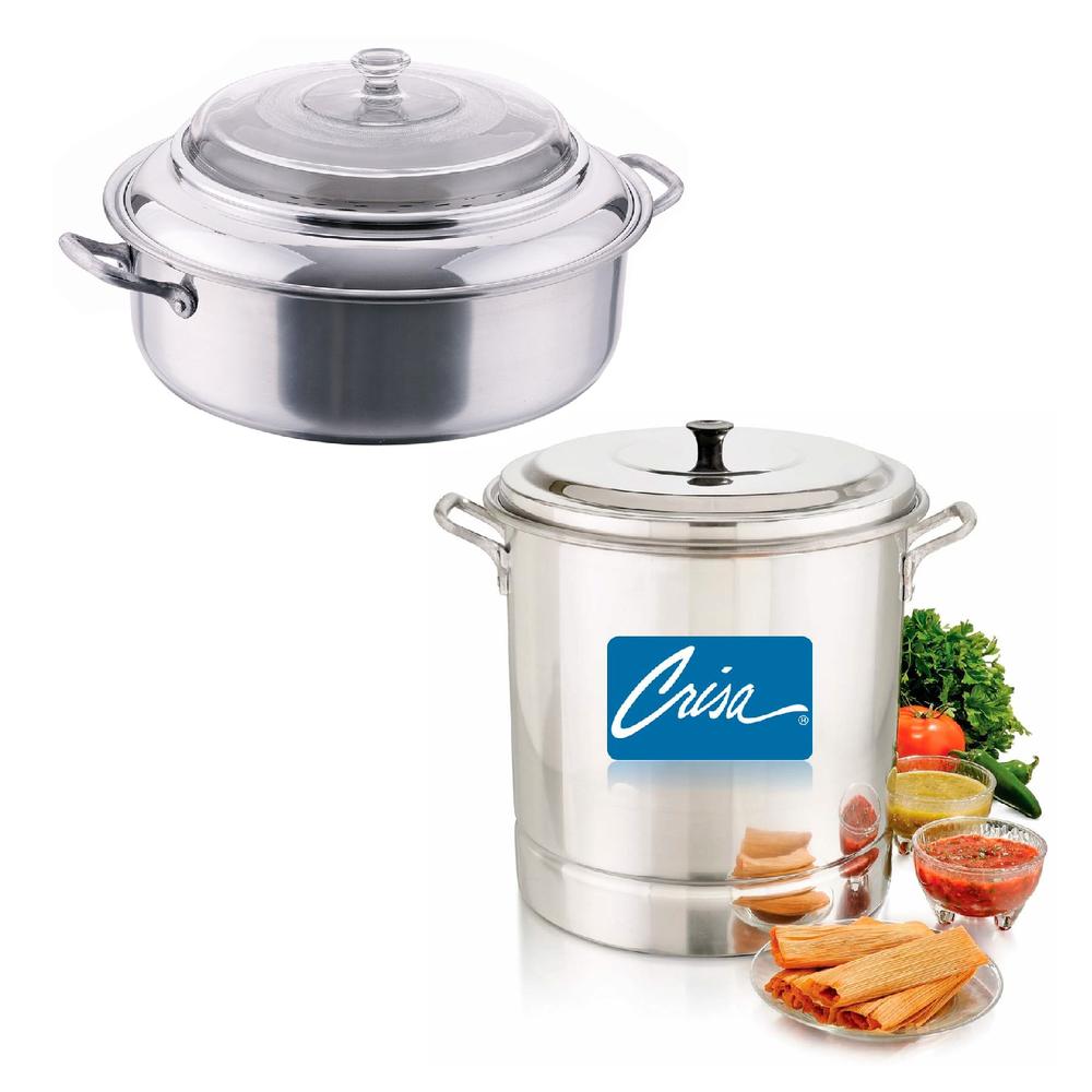 Vaporera de Aluminio Crisa 26 L + Horno Mágico Pyr-O-Rey con Tapa de Cristal