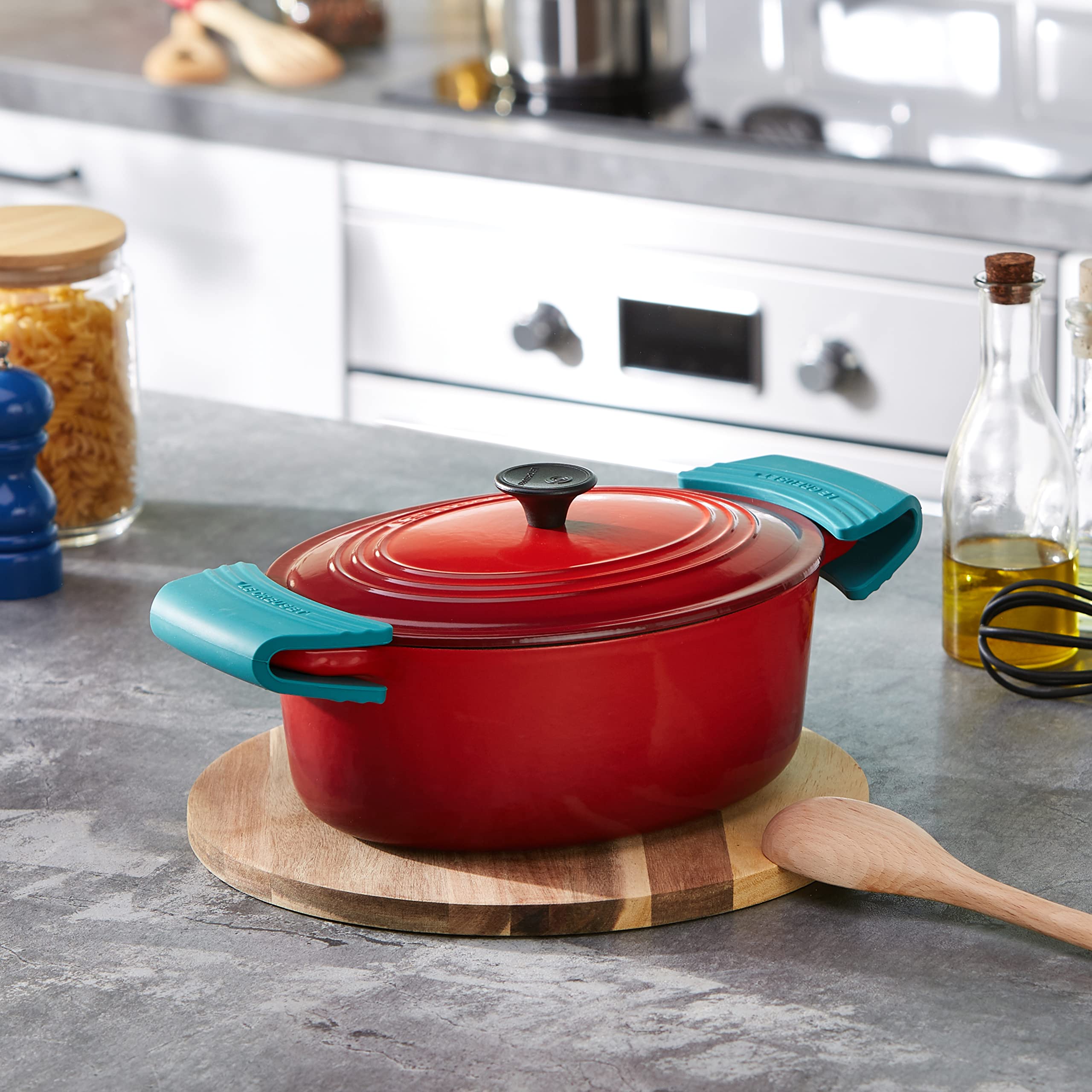 Foto 3 pulgar | Juego De 2 Unidades De Silicona Handle Grips Le Creuset Caribbean - Venta Internacional.