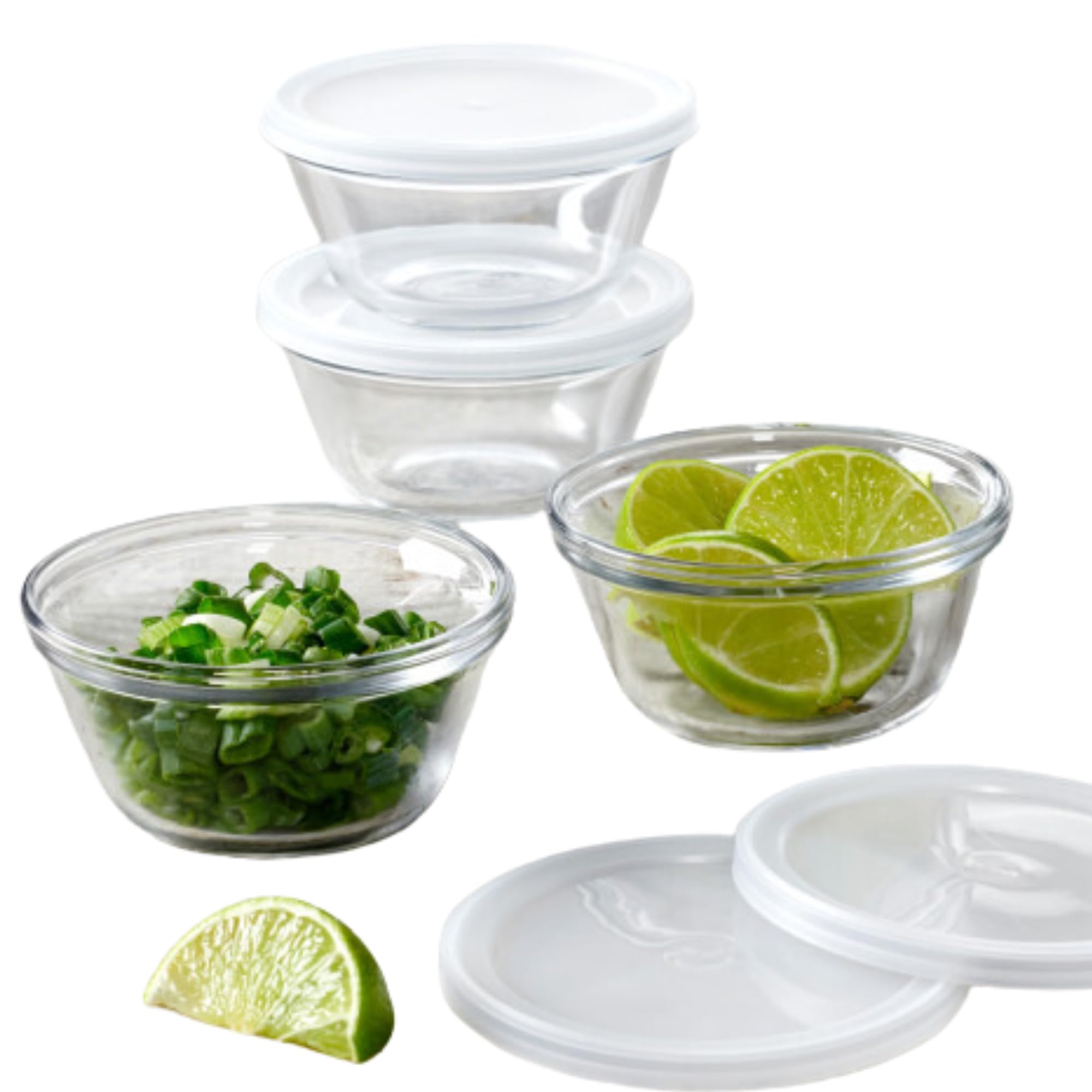 Juego De 4 Moldes De Vidrio Anchor Hocking De 180 Ml Con Tapas - Venta Internacional.