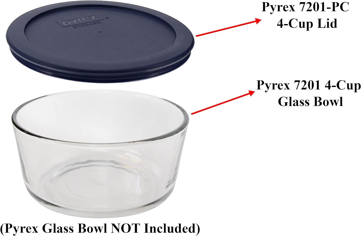 Foto 3 | Tapas De Almacenamiento De Alimentos Pyrex 7201-pc  4 Tazas  Azules  Redondas - Venta Internacional.