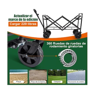 Foto 2 | Carrito Vagón Plegable Multiusos Con Manija Para Acampar Negro