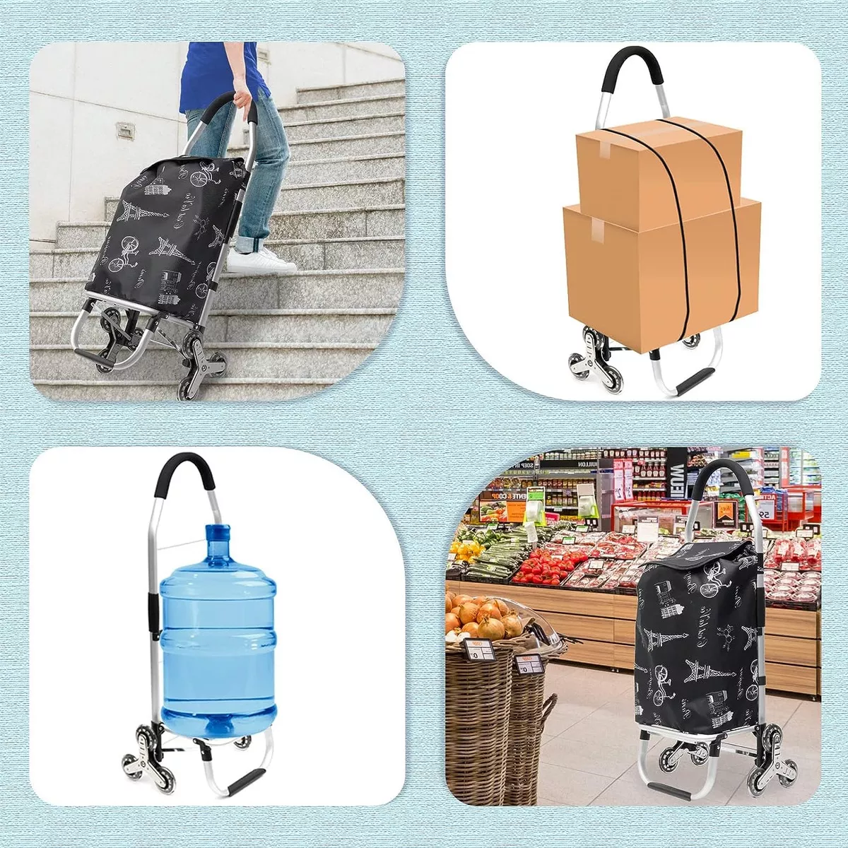 Foto 3 pulgar | Carrito de Compras con Bolsa de Lona Impermeable Eo Safe Imports Negro