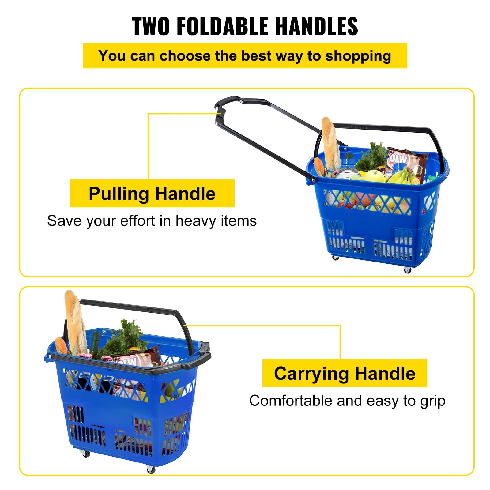 Foto 6 pulgar | Carritos De Compras Mophorn Blue Con Asas, Capacidad De Carga De 34 Kg - Venta Internacional.