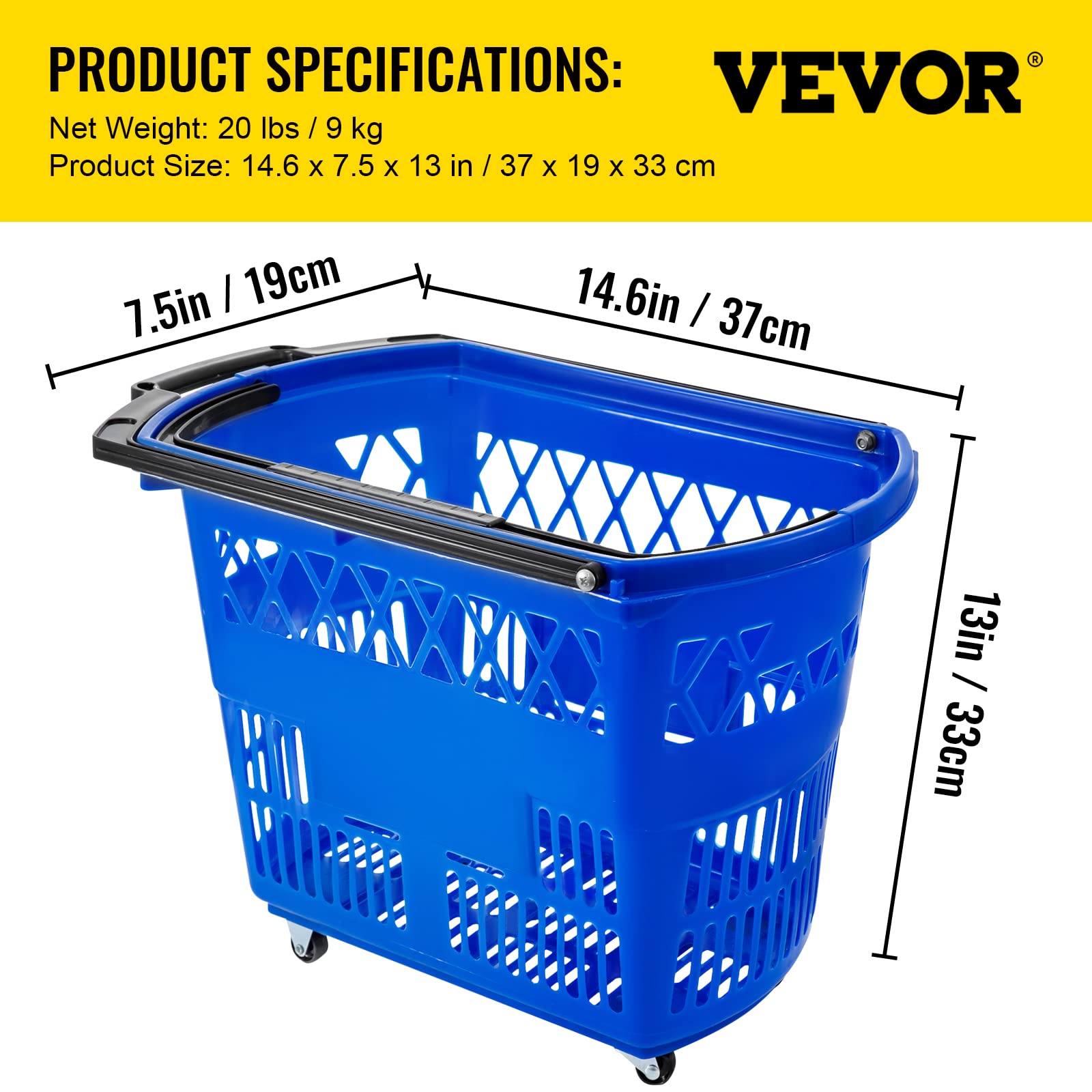 Foto 8 pulgar | Carritos De Compras Mophorn Blue Con Asas, Capacidad De Carga De 34 Kg - Venta Internacional.