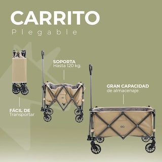 Foto 2 | Carrito Plegable Multiusos De Carga Reforzado Eo Safe Imports Esi-20696 Beige