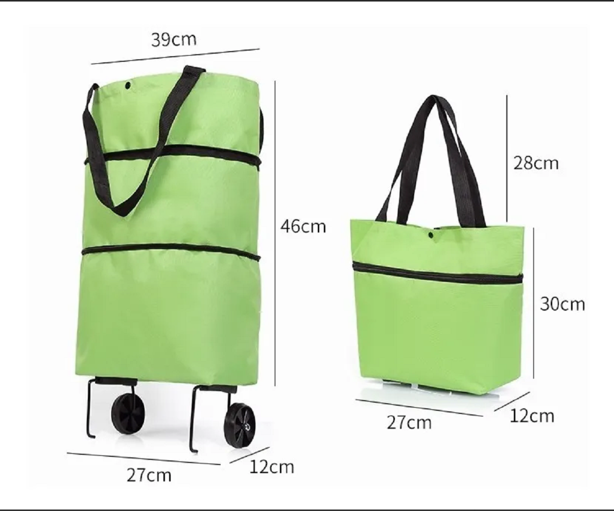 Foto 4 pulgar | Bolso con Ruedas Plegable Oxford para Compras color Verde