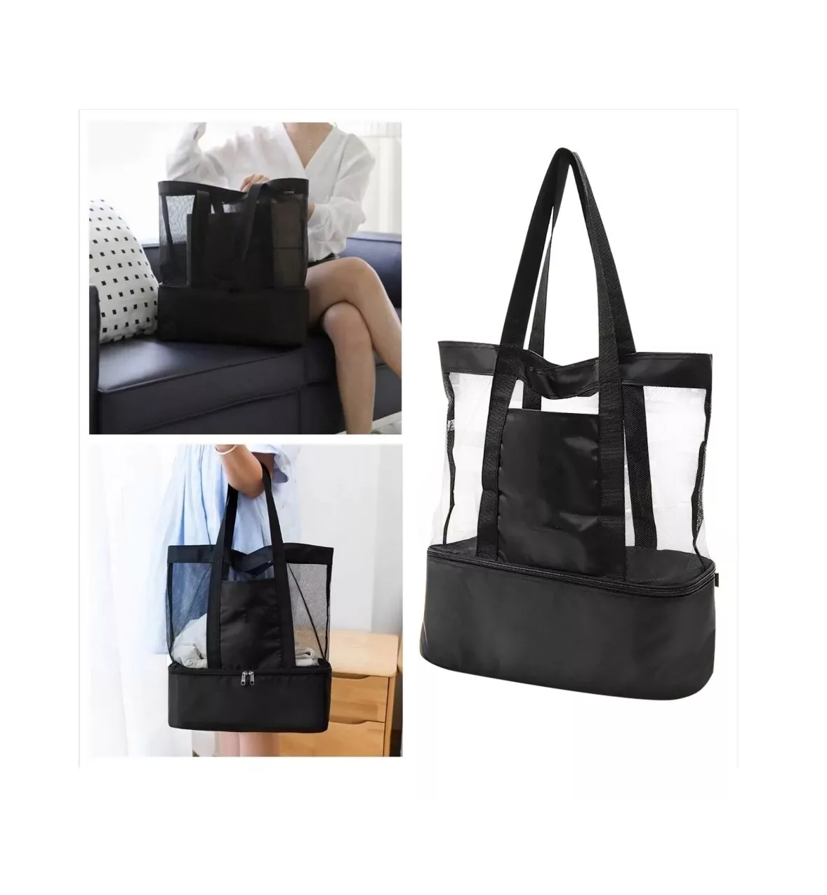 Foto 2 | Bolsa Malla Aislante Multifuncional Belug Negro con Transparente