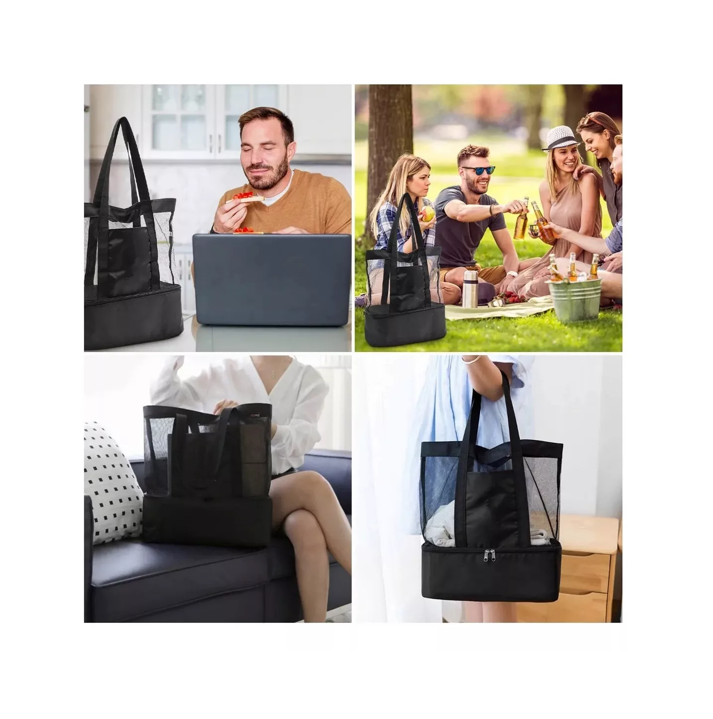 Foto 4 | Bolsa Malla Aislante Multifuncional Belug Negro con Transparente