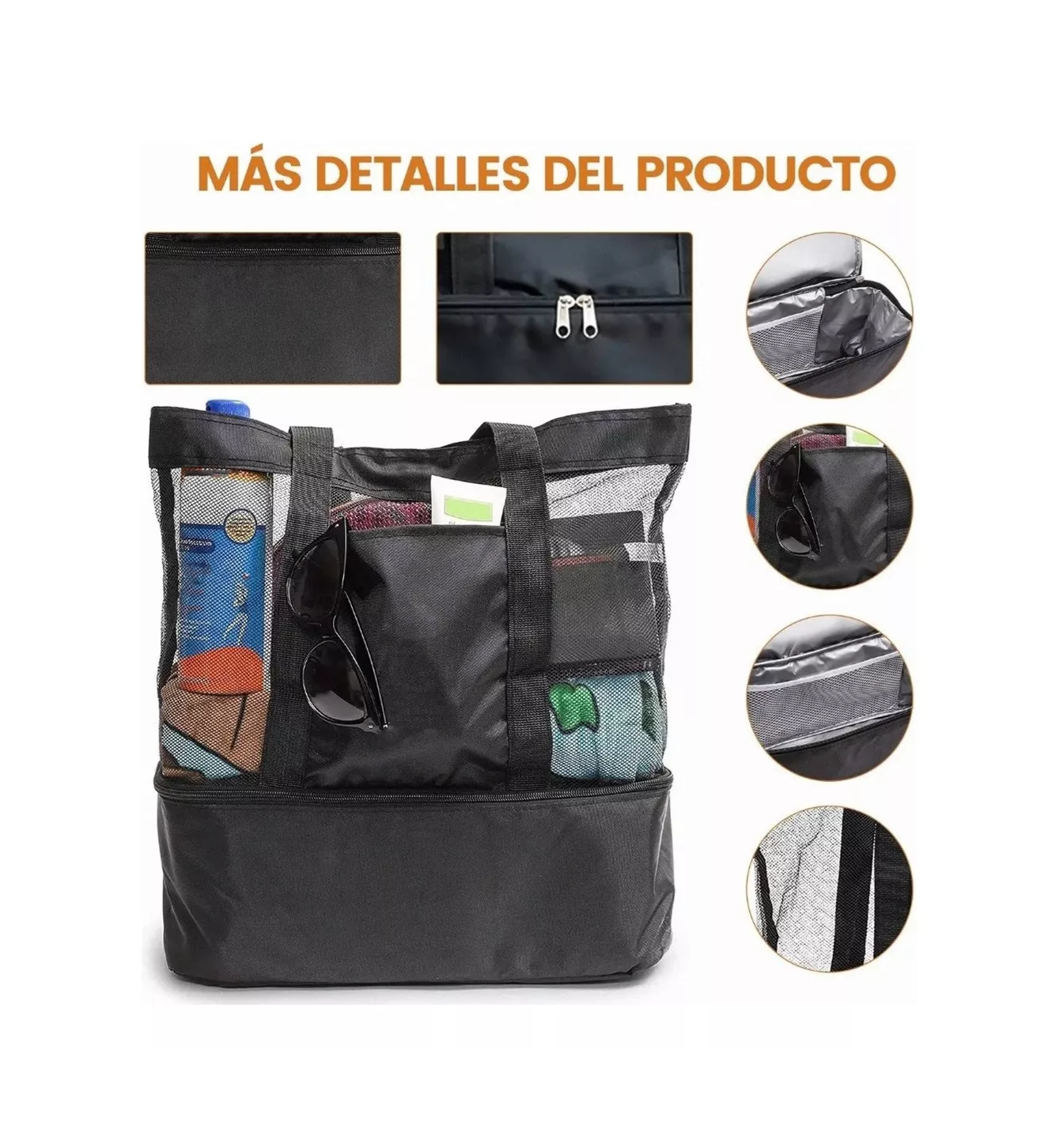 Foto 5 | Bolsa Malla Aislante Multifuncional Belug Negro con Transparente