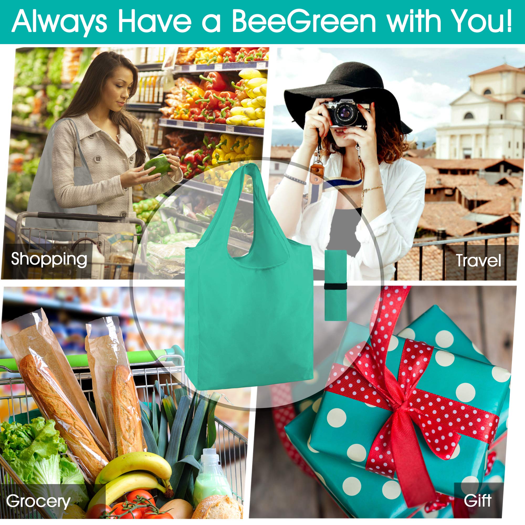 Foto 7 | Bolsas de Supermercado Reutilizables BeeGreen Paquete de 10 23 l Plegables y Lavables - Venta Internacional