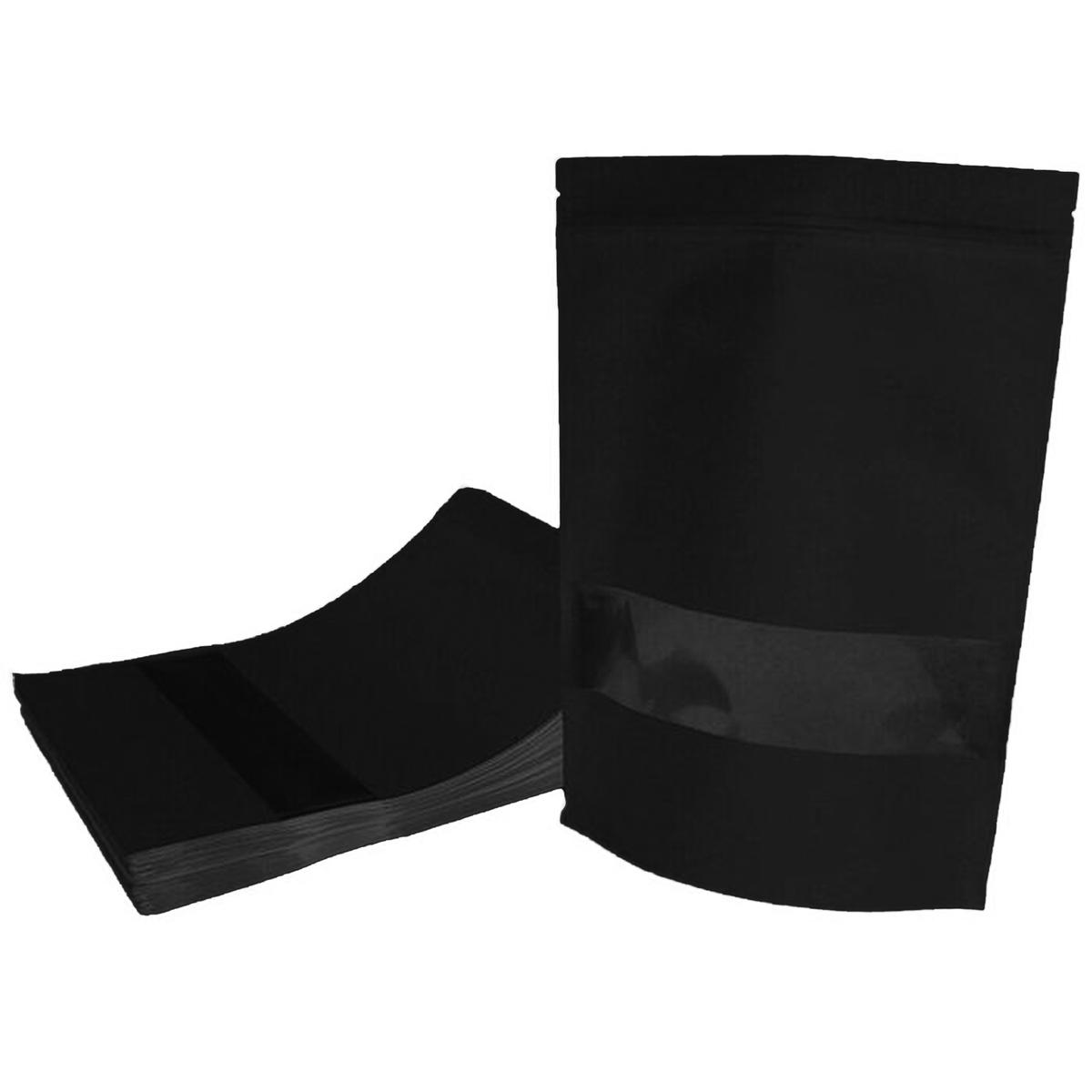 Foto 2 pulgar | Bolsa De Papel Reciclable Negra, Mxbpb-005, 1paq, 50pzs, 12x20cm, 200gr, Ventana Cuadrada , Negro Kraft, Stand Up Pouc