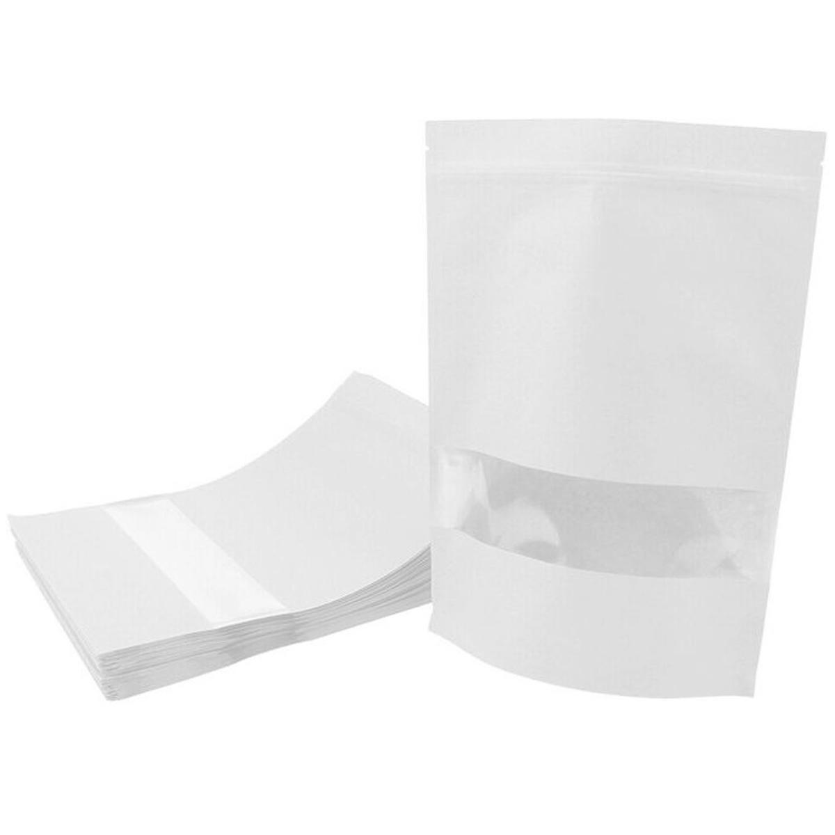 Foto 2 pulgar | Bolsa Stand Up Y Zipper Mayoreo, Greenlife, Mxsqe-002, 2paqs, 100pzs, 9x14cm, 50gr, Ventana Cuadrada, Blanco Kraft, Stan