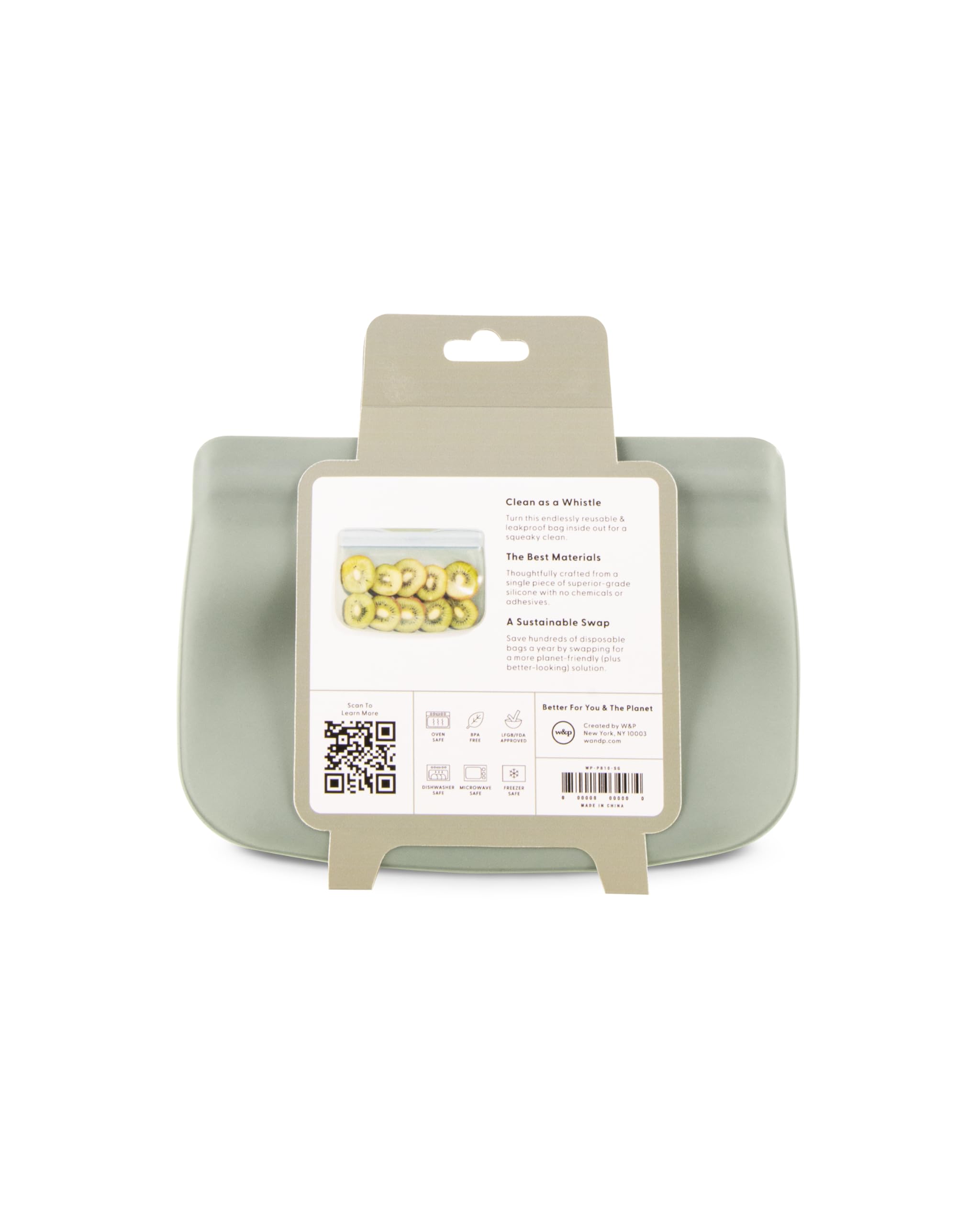 Foto 5 pulgar | Bolsa De Almacenamiento Reutilizable De Silicona W&p Porter Sandwich 300 Ml Sage - Venta Internacional.