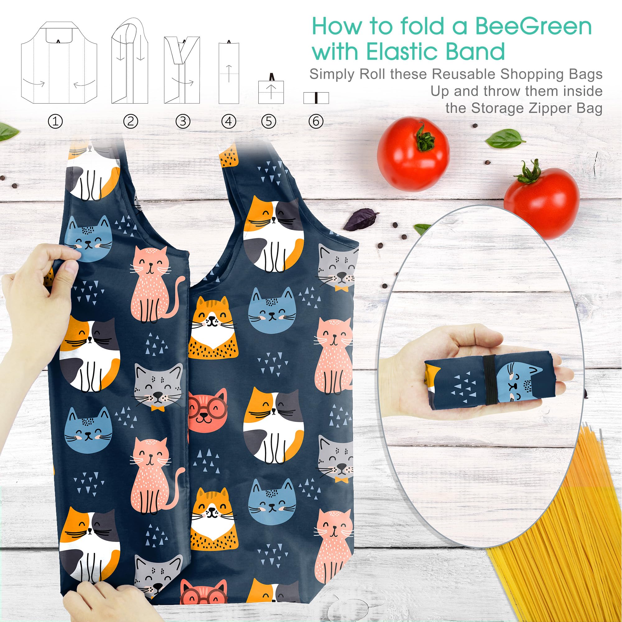 Foto 3 | Bolsas De Supermercado Reutilizables Beegreen Animals, Xl, 23 L - Venta Internacional.