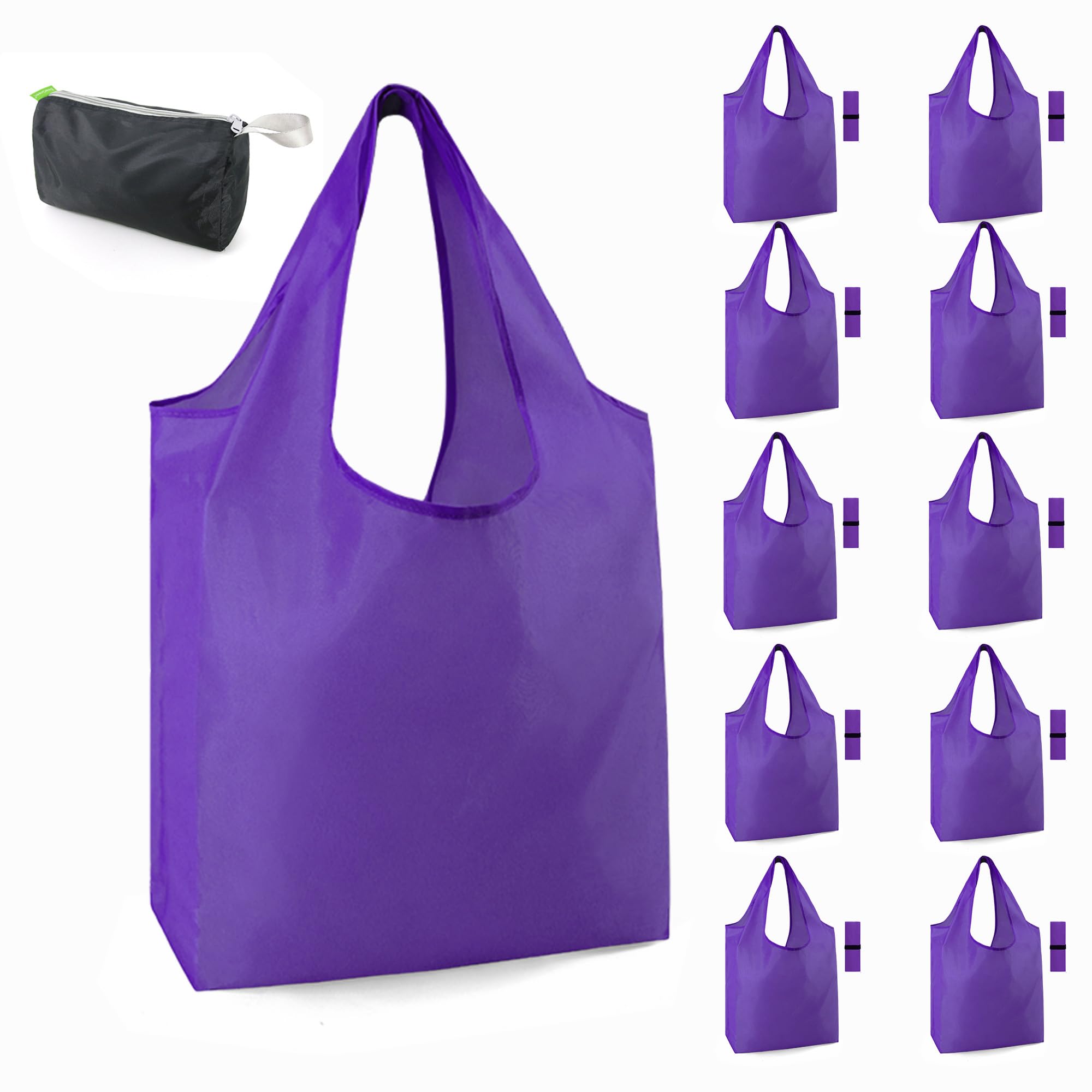 Bolsas De Compras Reutilizables Beegreen, Color Morado, Paquete De 10, Lavables, 23 Kg - Venta Internacional.