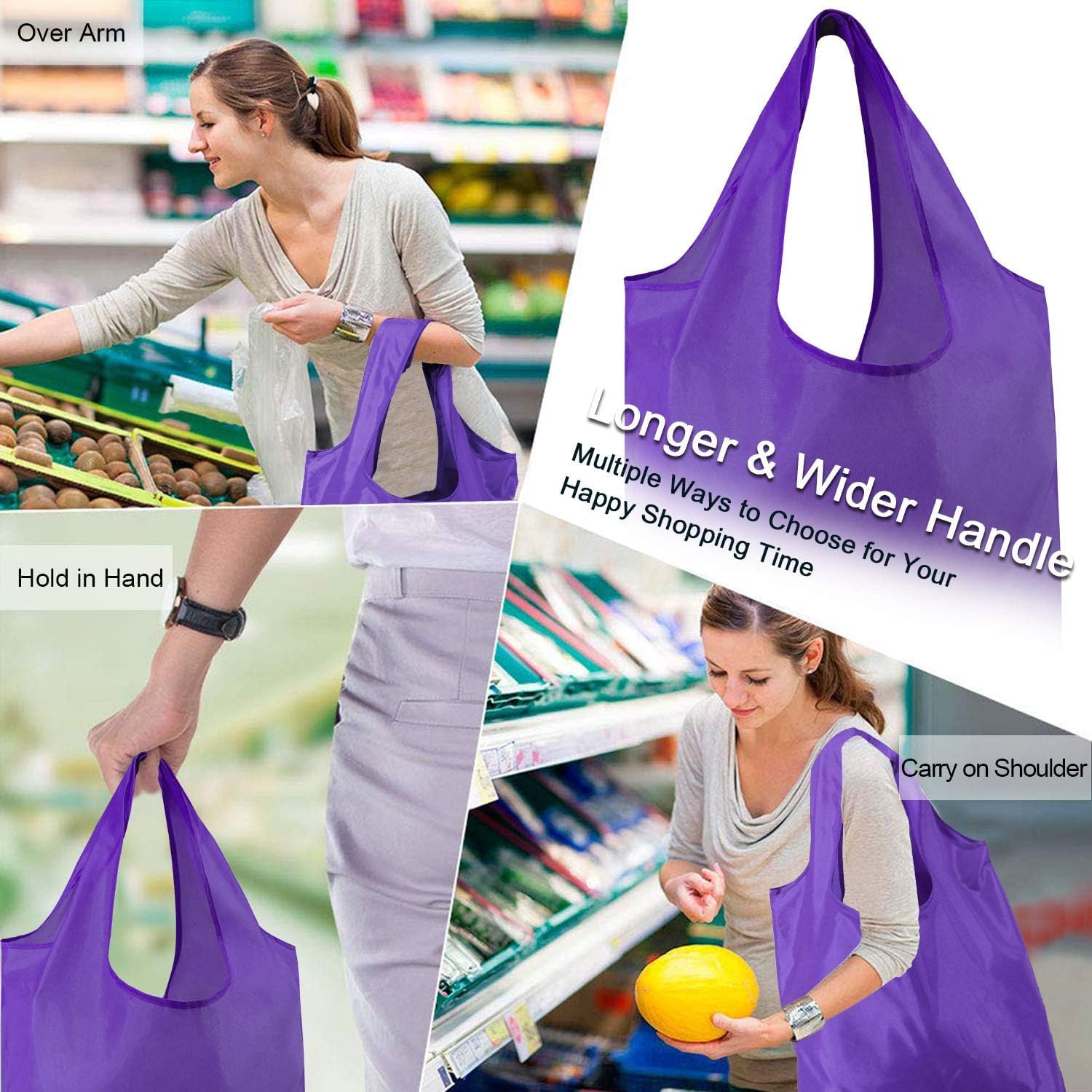 Foto 7 | Bolsas De Compras Reutilizables Beegreen, Color Morado, Paquete De 10, Lavables, 23 Kg - Venta Internacional.