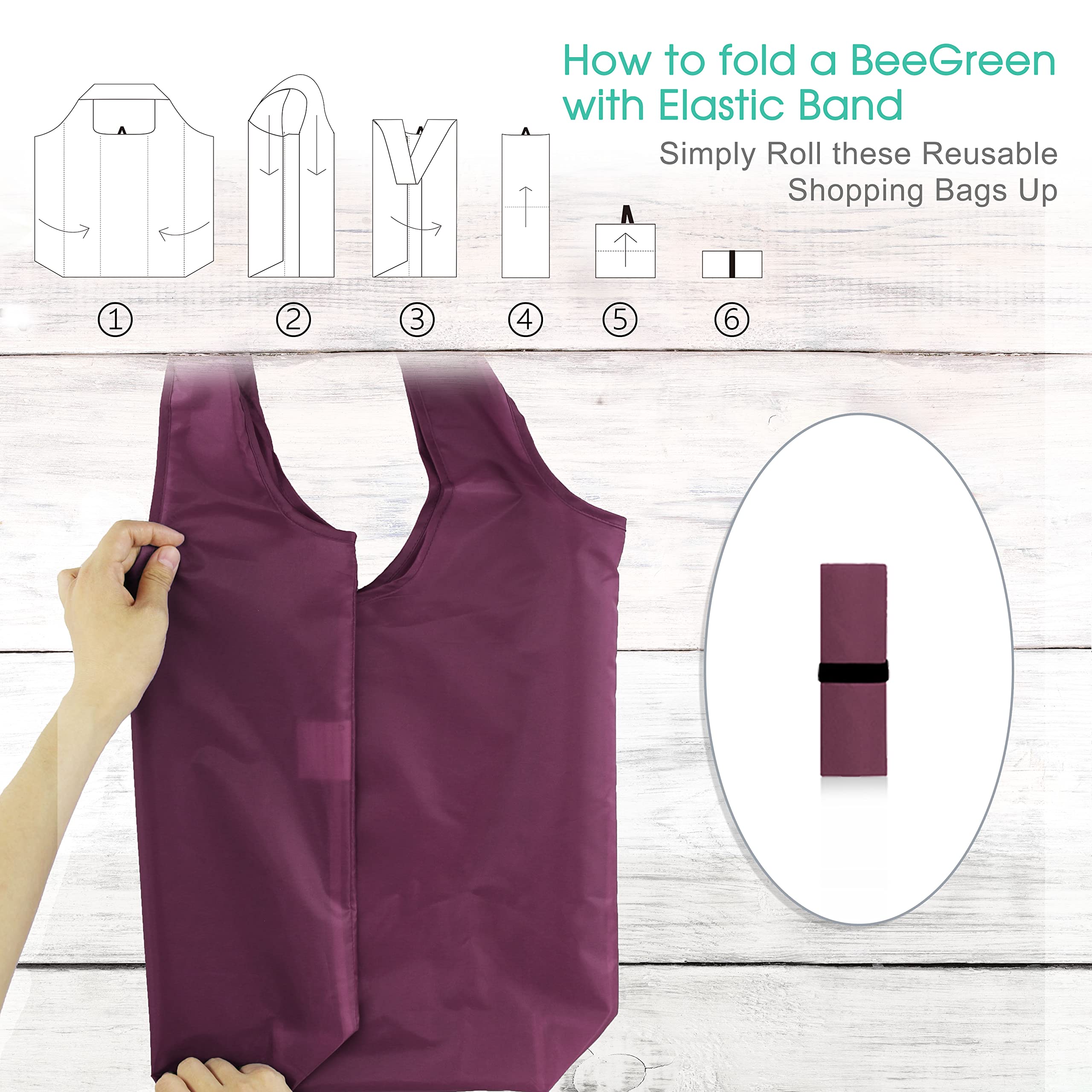 Foto 4 pulgar | Bolsas De Compras Reutilizables Beegreen Burgundy, Paquete De 10 Unidades, 23 Litros - Venta Internacional.