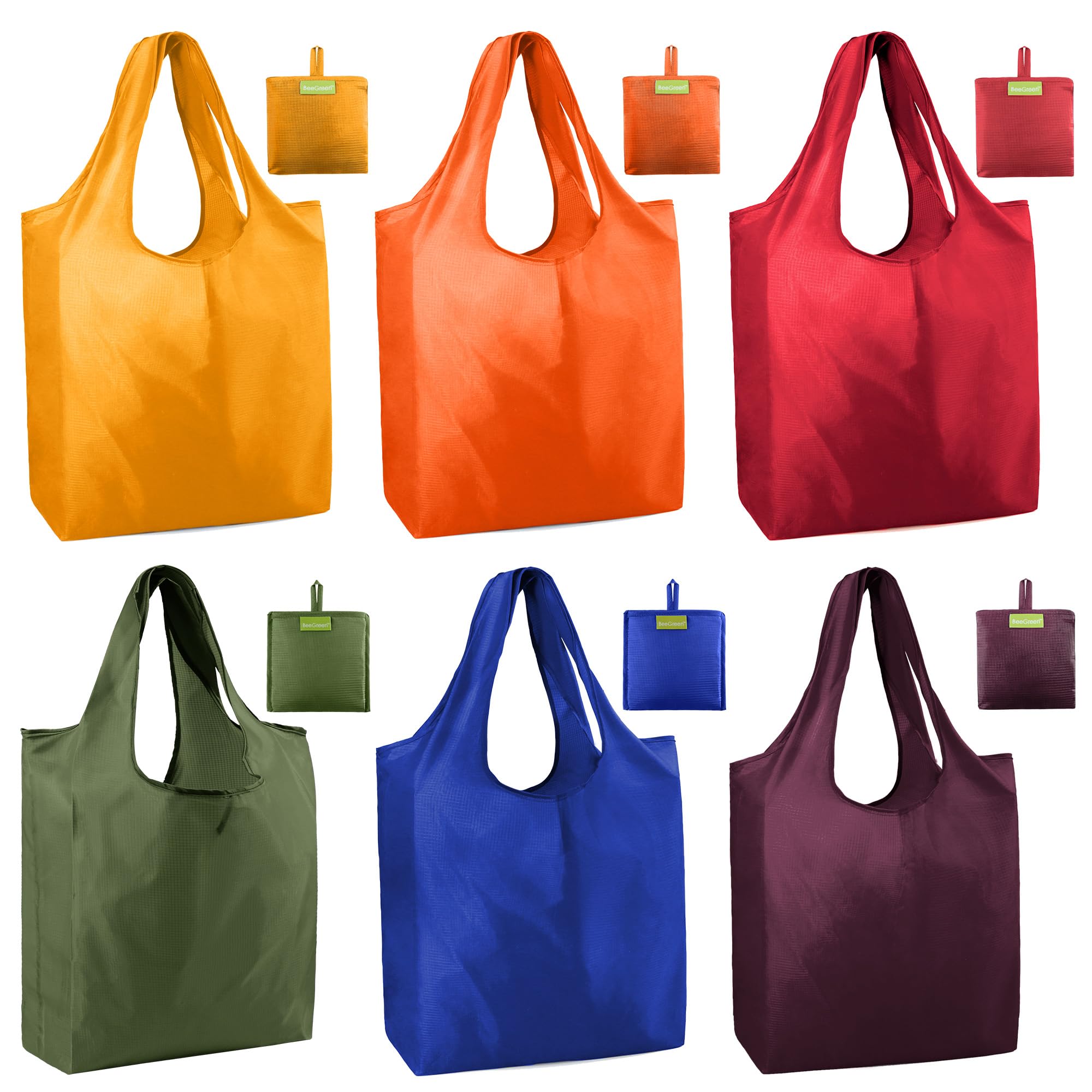 Foto 1 | Bolsas De Supermercado Reutilizables Beegreen De Poliéster Plegables, Paquete De 6 - Venta Internacional.