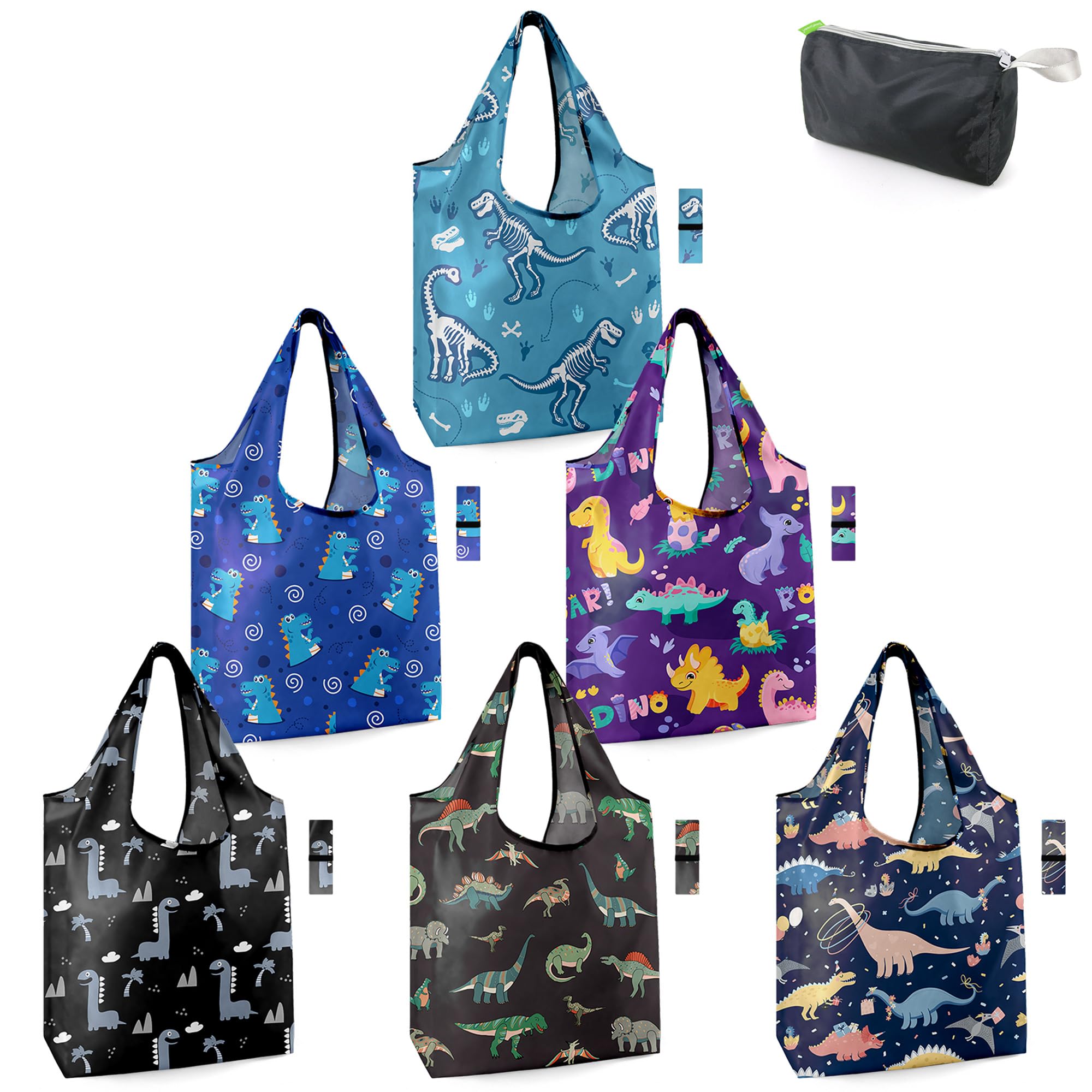 Bolsas De Supermercado Reutilizables Beegreen Dinosaur Lover, Paquete De 6, 23 Kg - Venta Internacional.