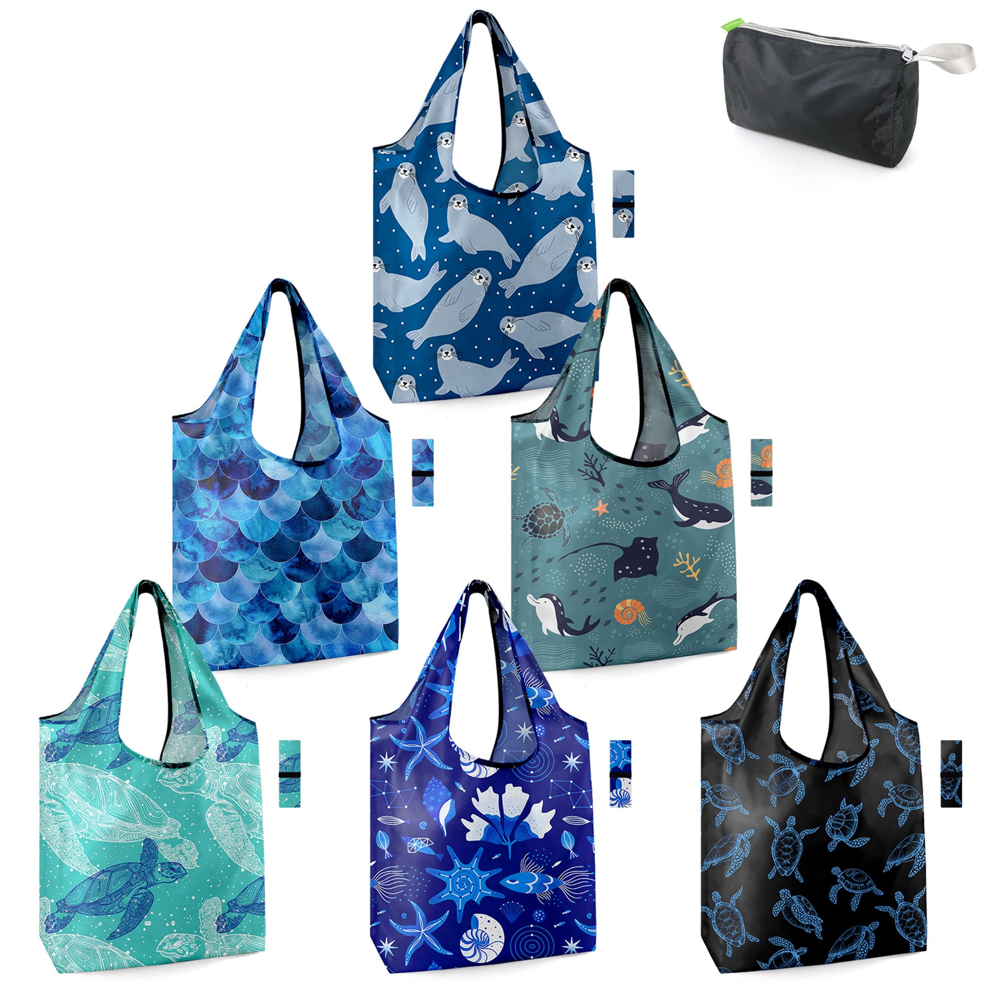 Foto 1 | Bolsas De Supermercado Reutilizables Beegreen Sea Turtle Lovers, Paquete De 6 - Venta Internacional.