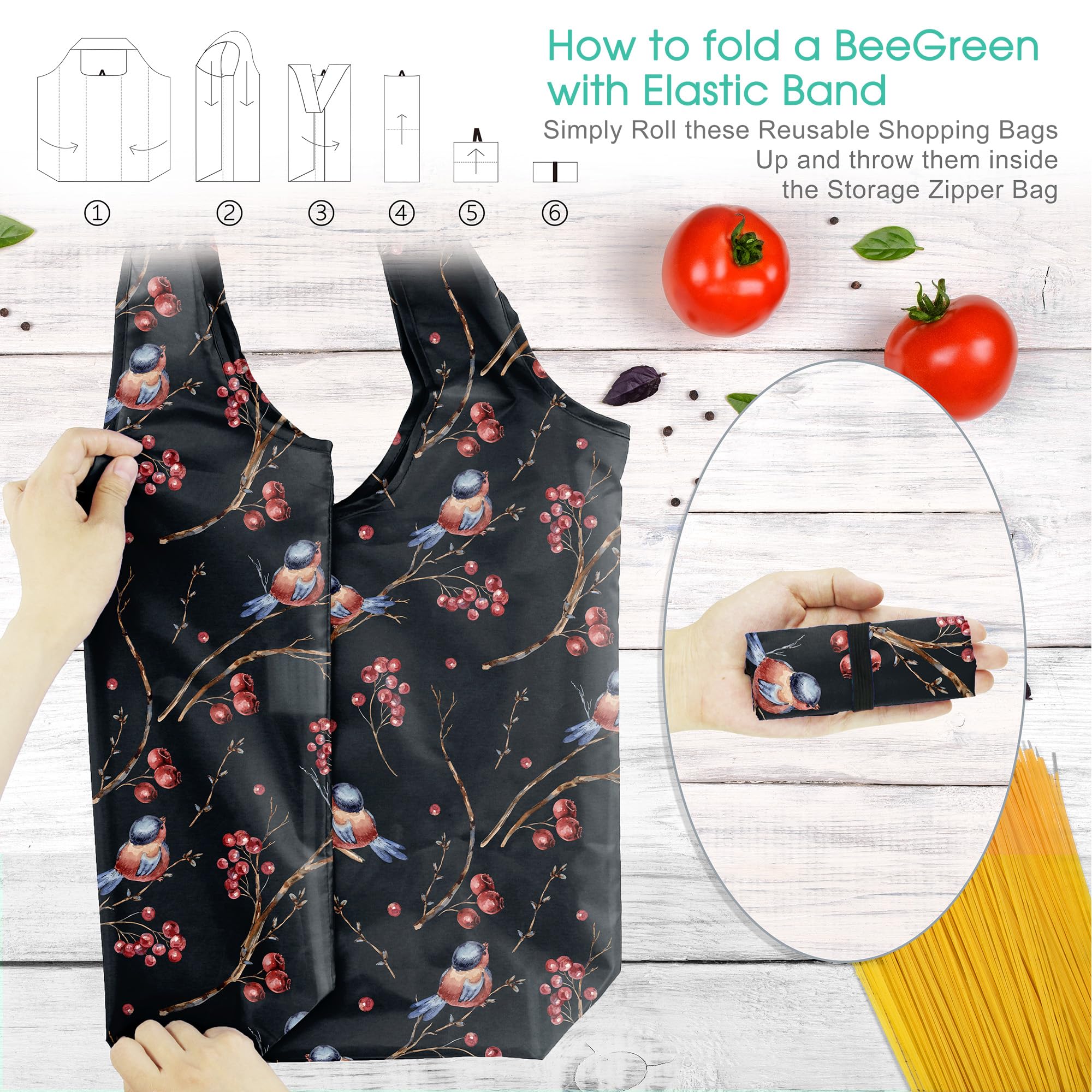 Foto 4 pulgar | Bolsas De Supermercado Reutilizables Beegreen Birds Lover, Paquete De 6 Unidades, Xl - Venta Internacional.